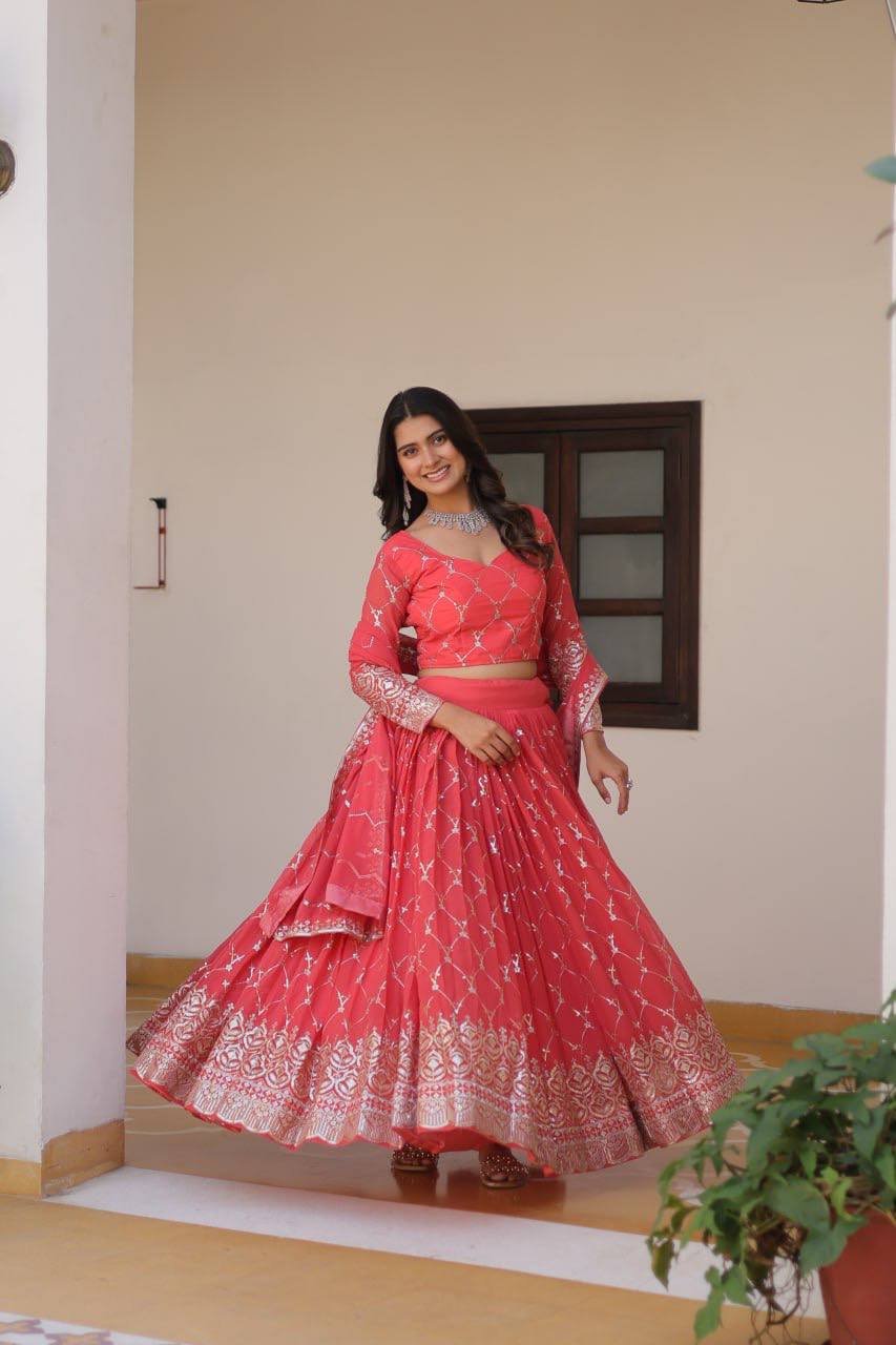 Elegant Embroidered Lehenga Choli Set with Semi-Stitched Blouse | RoopRivaaj