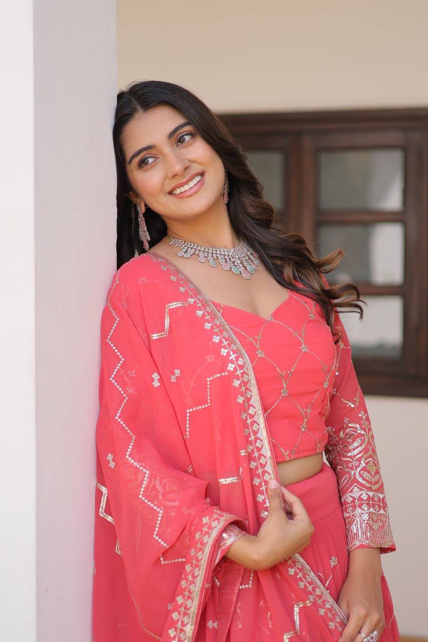 Elegant Embroidered Lehenga Choli Set with Semi-Stitched Blouse | RoopRivaaj