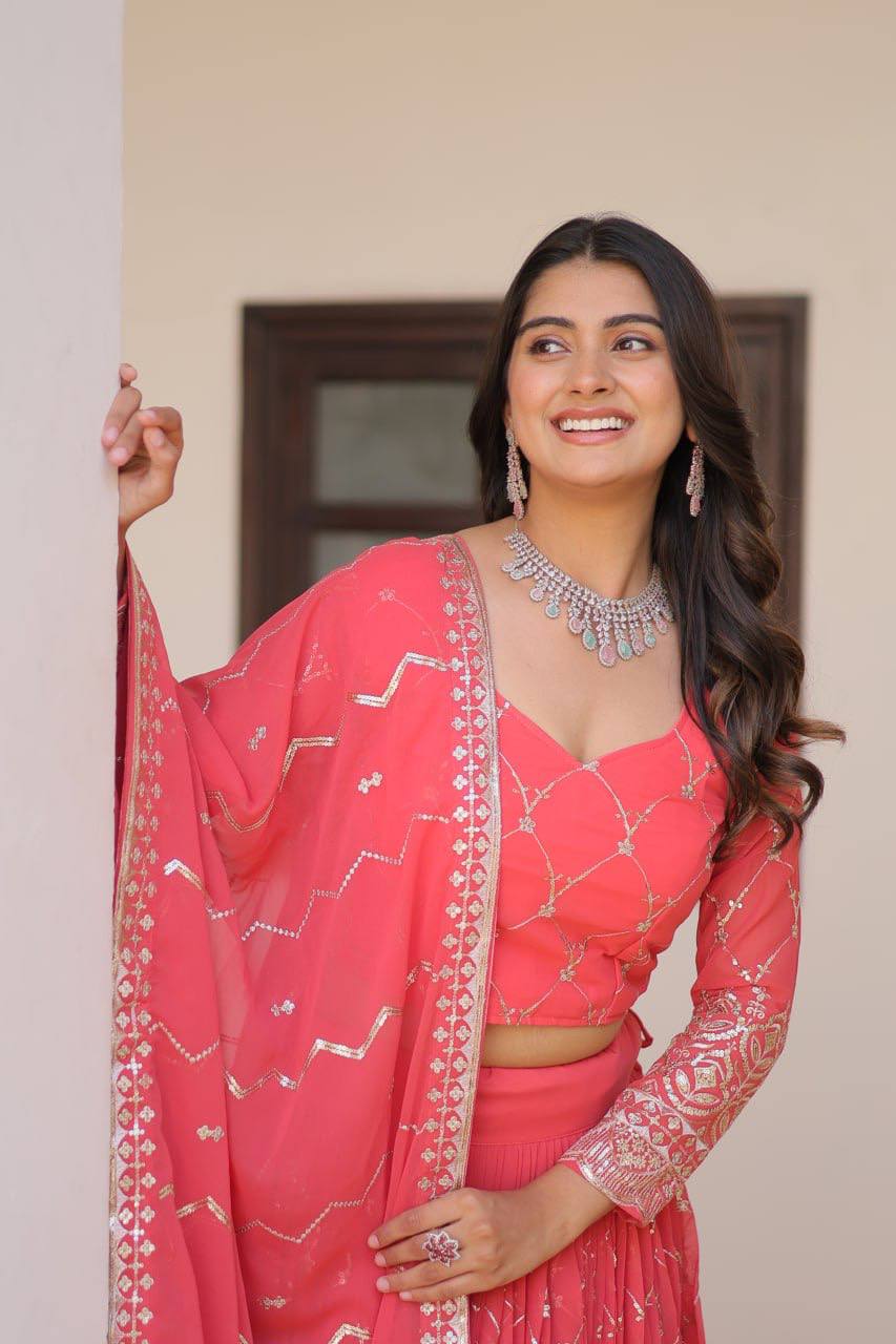 Elegant Embroidered Lehenga Choli Set with Semi-Stitched Blouse | RoopRivaaj