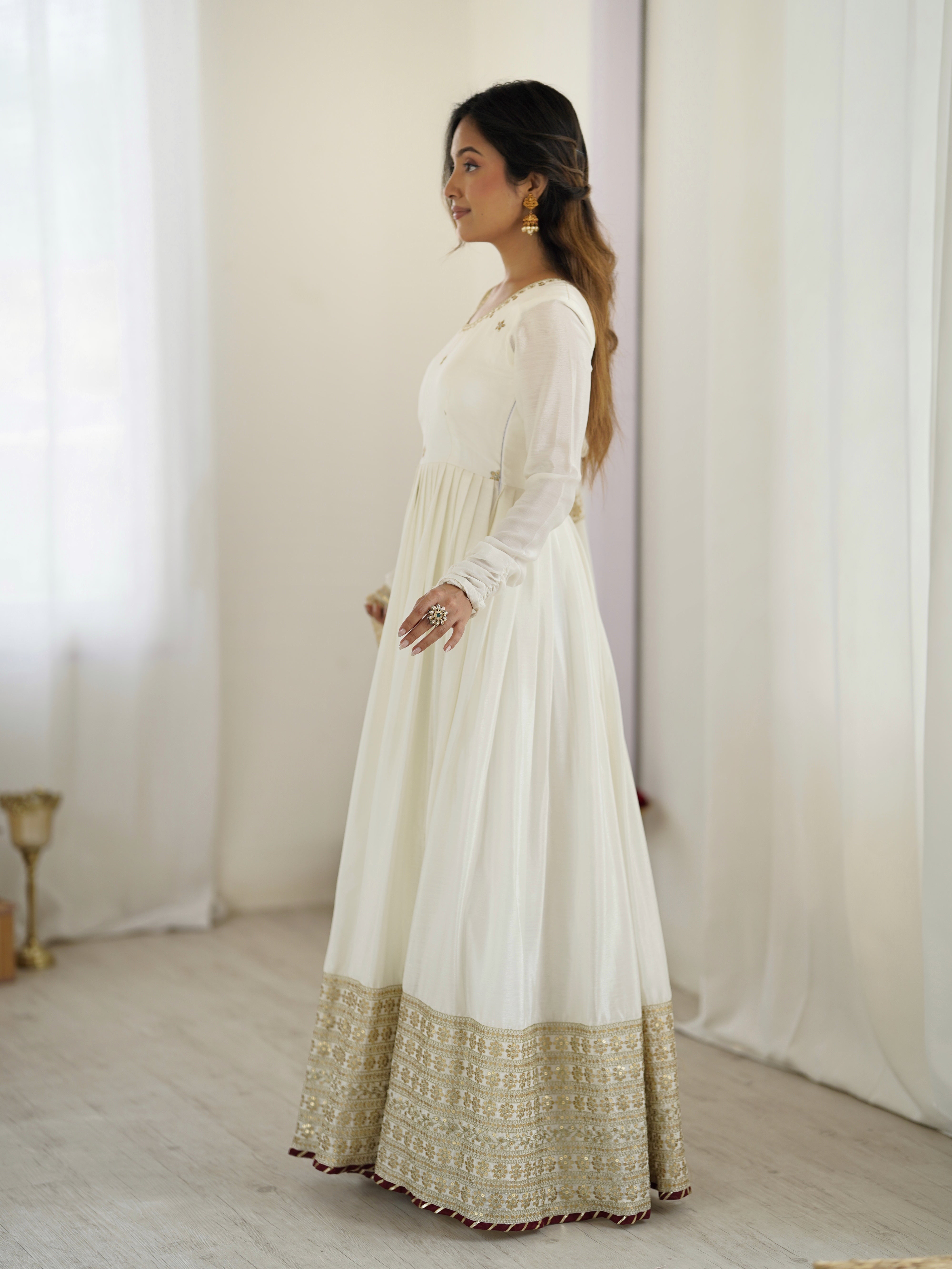 Chinon Silk Gown Set with Dupatta | RoopRivaaj