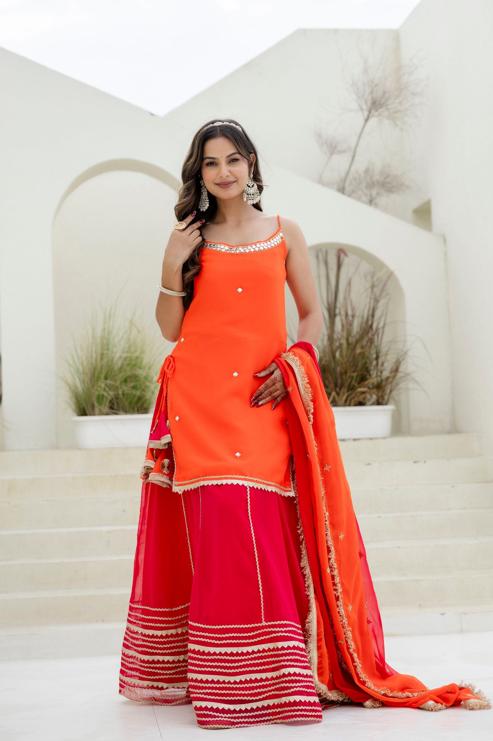Stylish Georgette Lehenga Set with Lace Work Top | RoopRivaaj