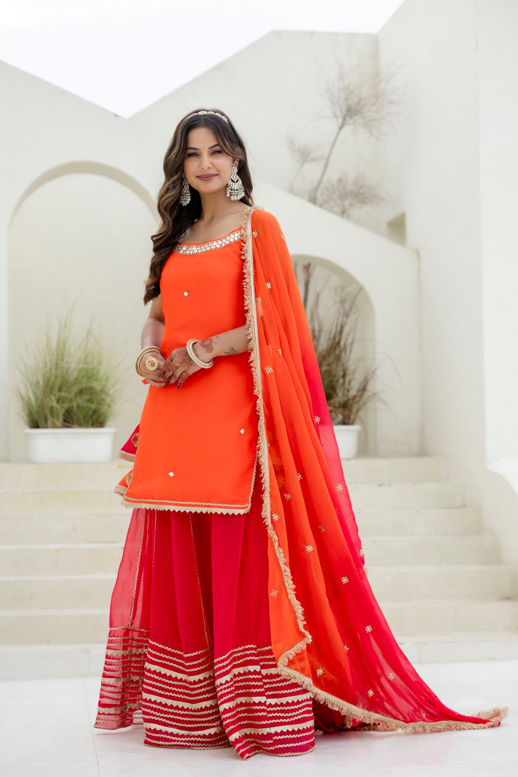 Stylish Georgette Lehenga Set with Lace Work Top | RoopRivaaj