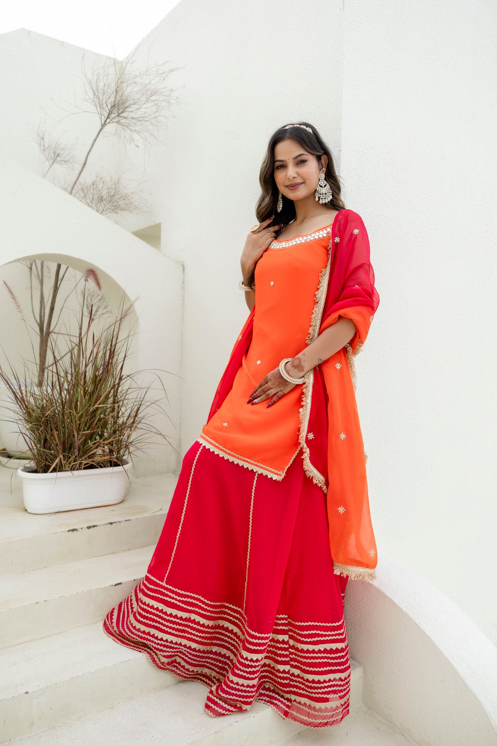 Stylish Georgette Lehenga Set with Lace Work Top | RoopRivaaj