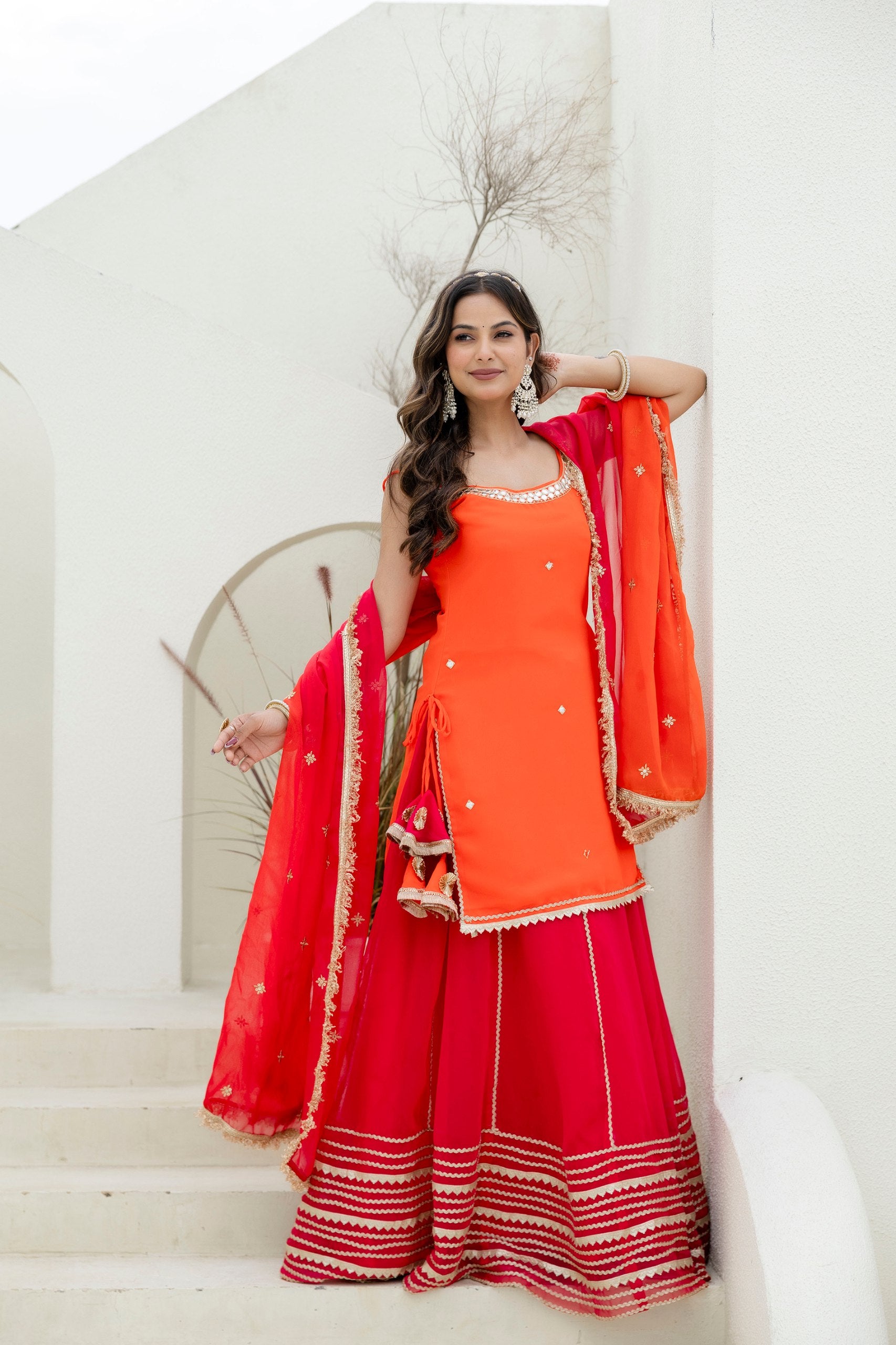 Stylish Georgette Lehenga Set with Lace Work Top | RoopRivaaj