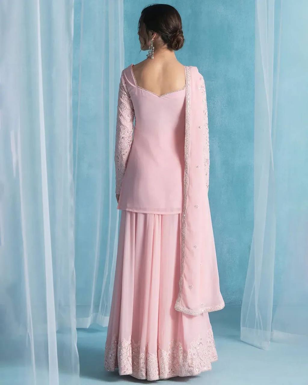 Premium Designer Georgette Suit Set with Sequins Embroidery | RoopRivaaj