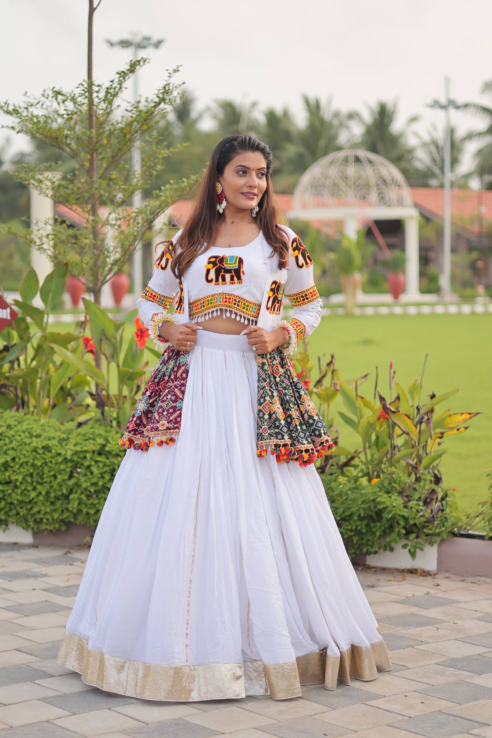 Navratri Special Gamathi Work Lehenga Choli with Koti | RoopRivaaj