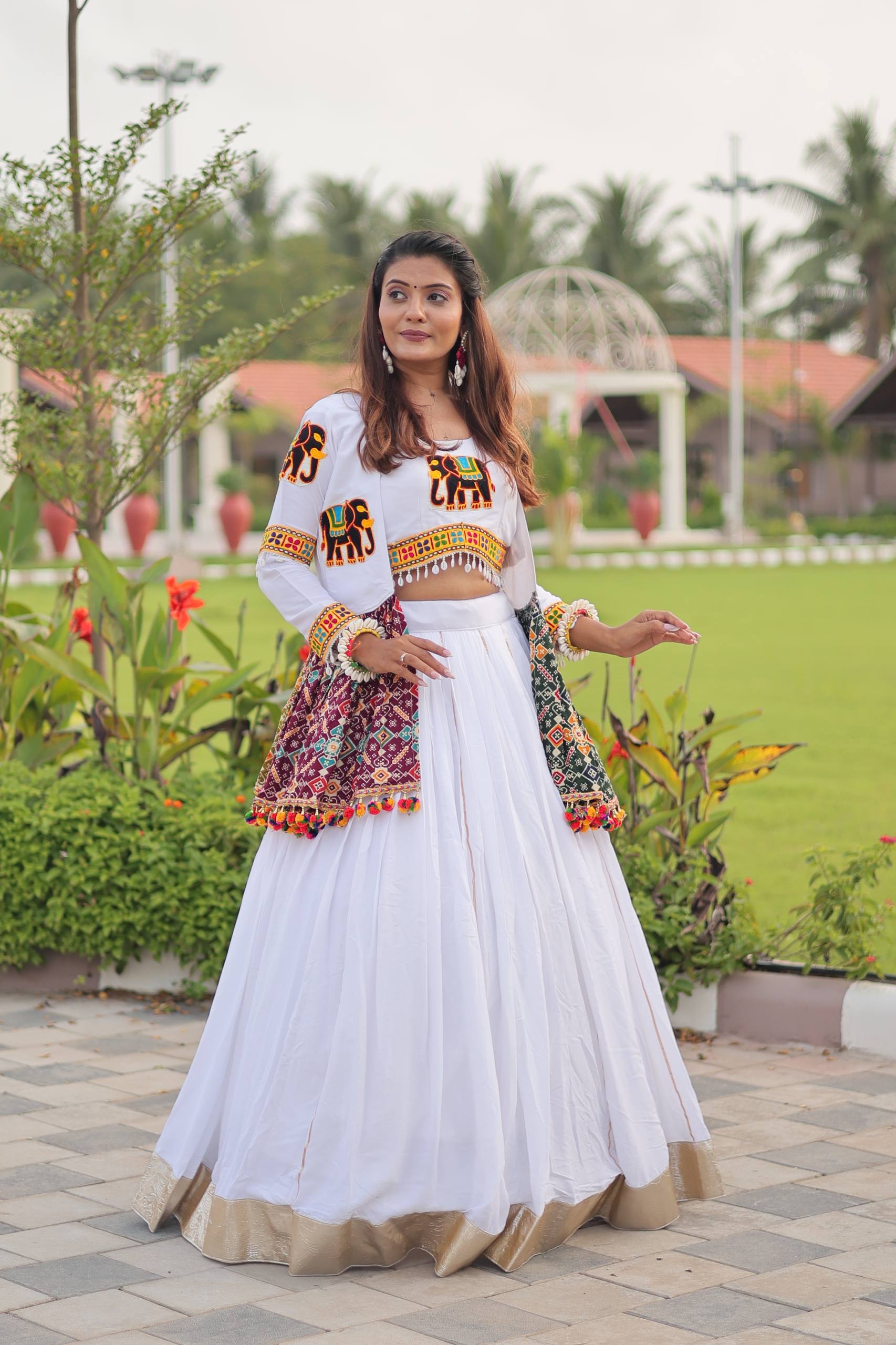 Navratri Special Gamathi Work Lehenga Choli with Koti | RoopRivaaj