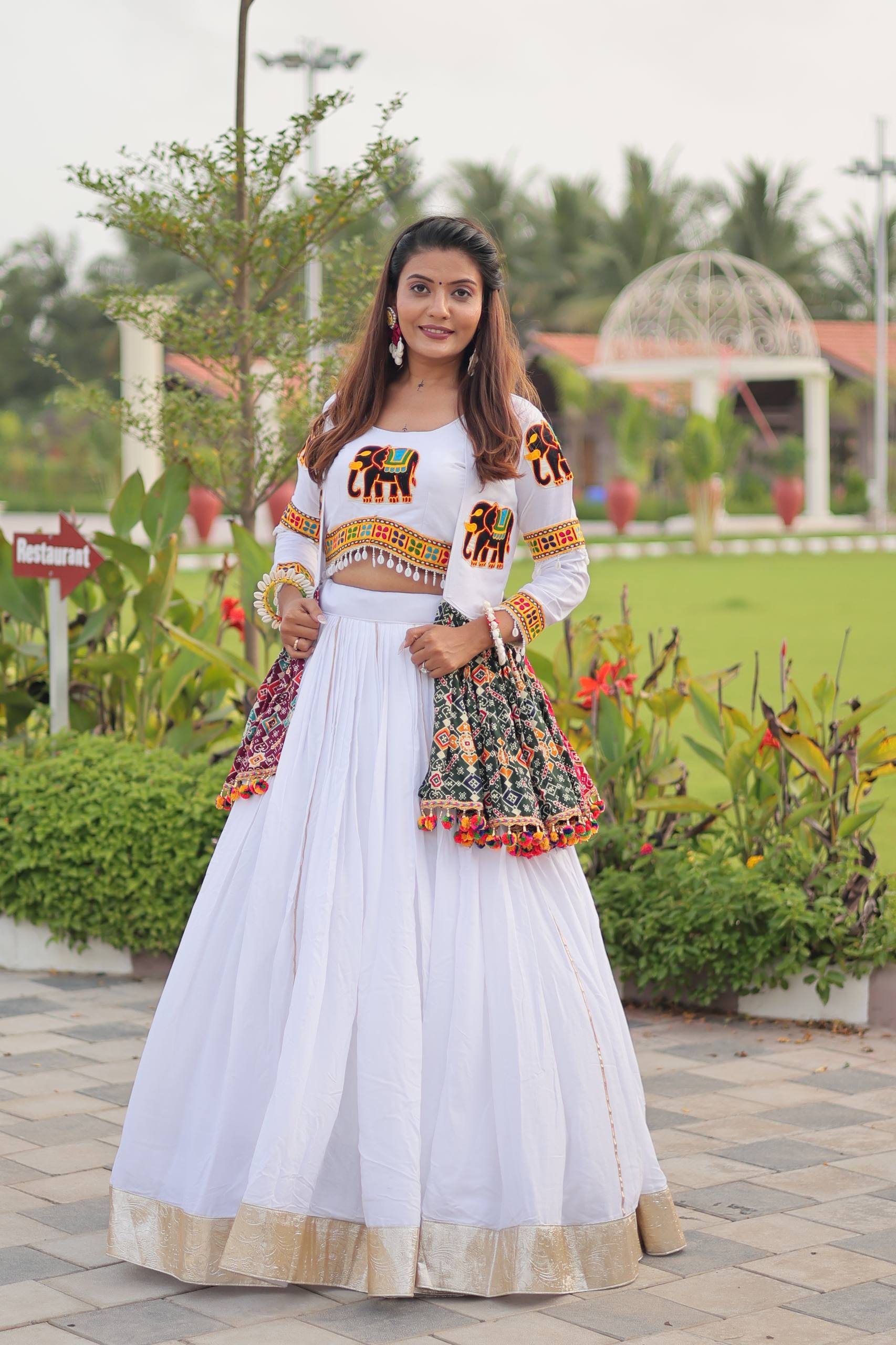 Navratri Special Gamathi Work Lehenga Choli with Koti | RoopRivaaj