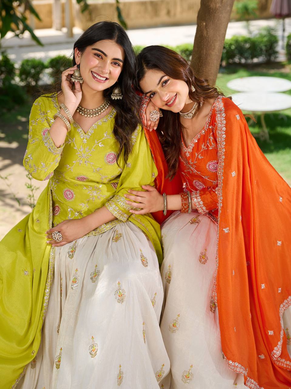 Festival Wear Chinon Kurti with Tissue Silk Lehenga and Dupatta | RoopRivaaj