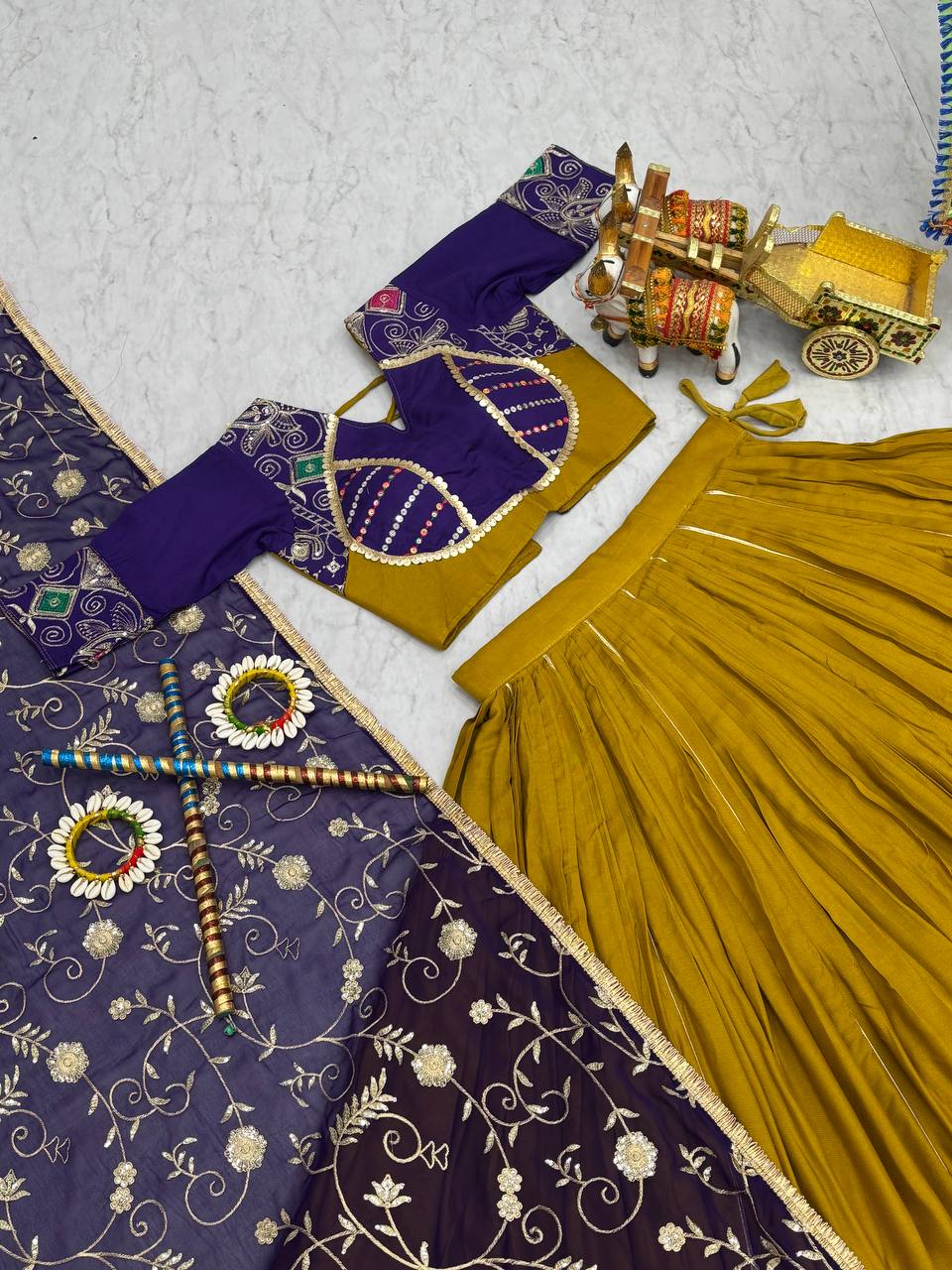 Embroidered Cotton Navratri Lehenga Choli with Dupatta | RoopRivaaj