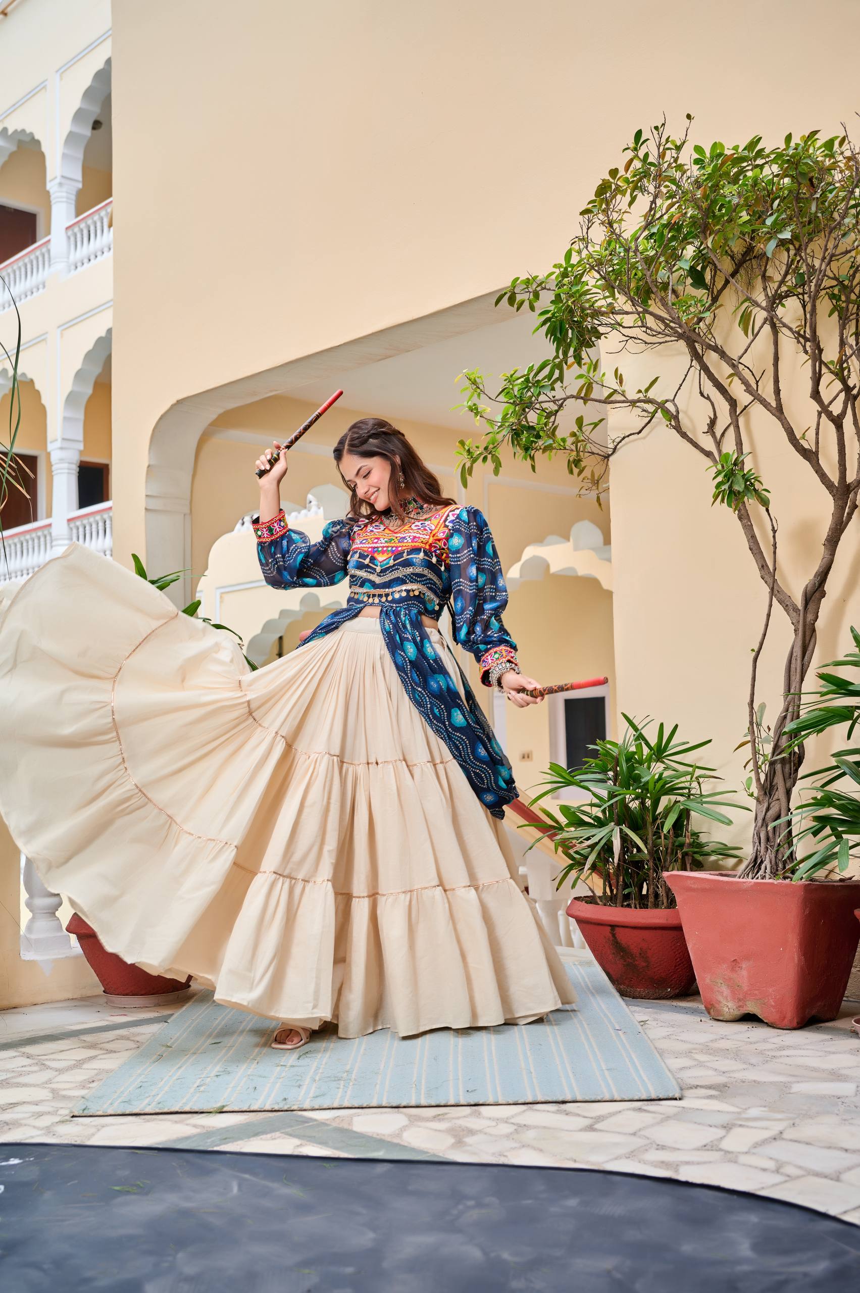 Pure Cotton Gamthi Work Lehenga Choli with Shrug | RoopRivaaj
