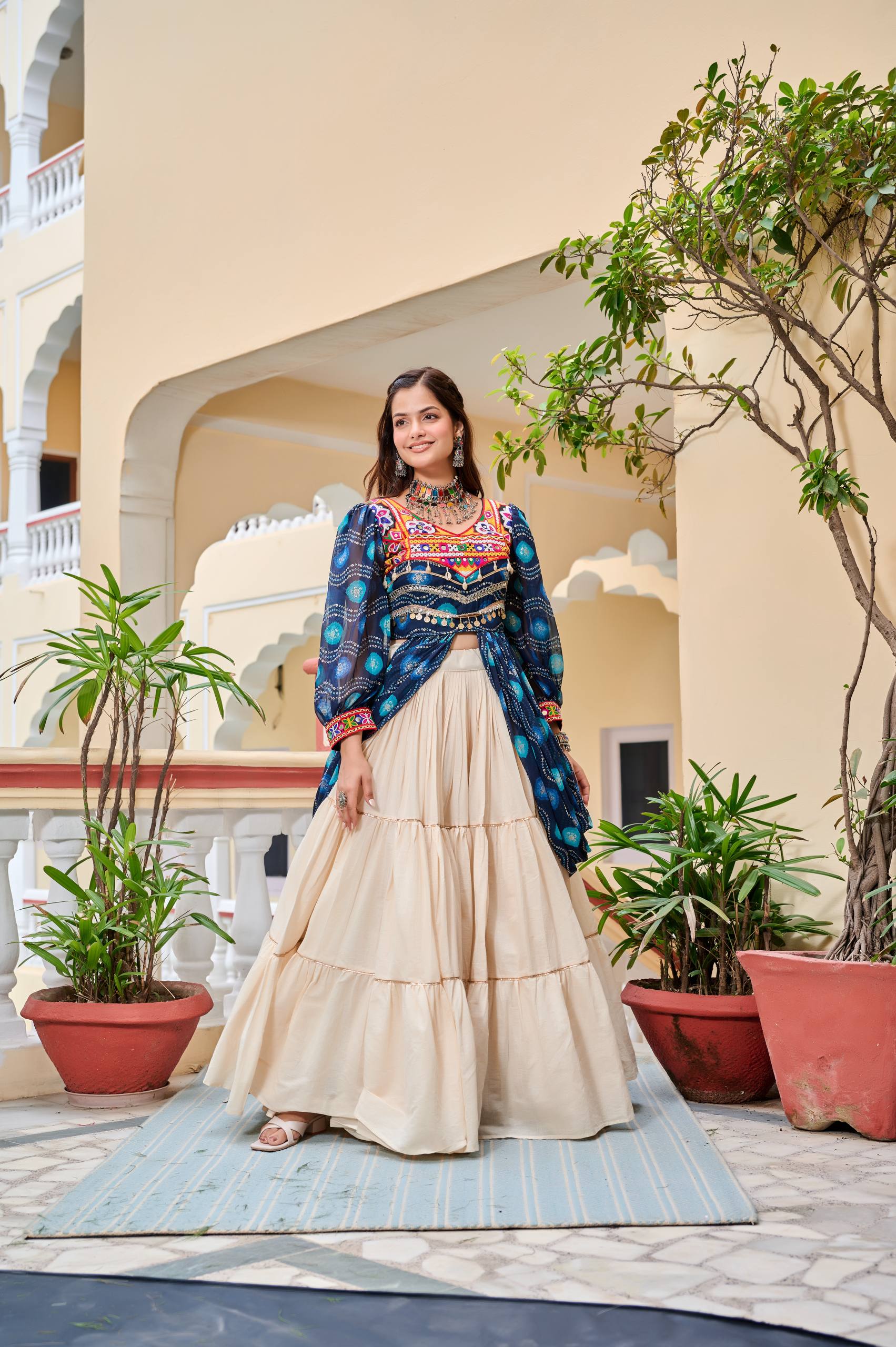 Pure Cotton Gamthi Work Lehenga Choli with Shrug | RoopRivaaj