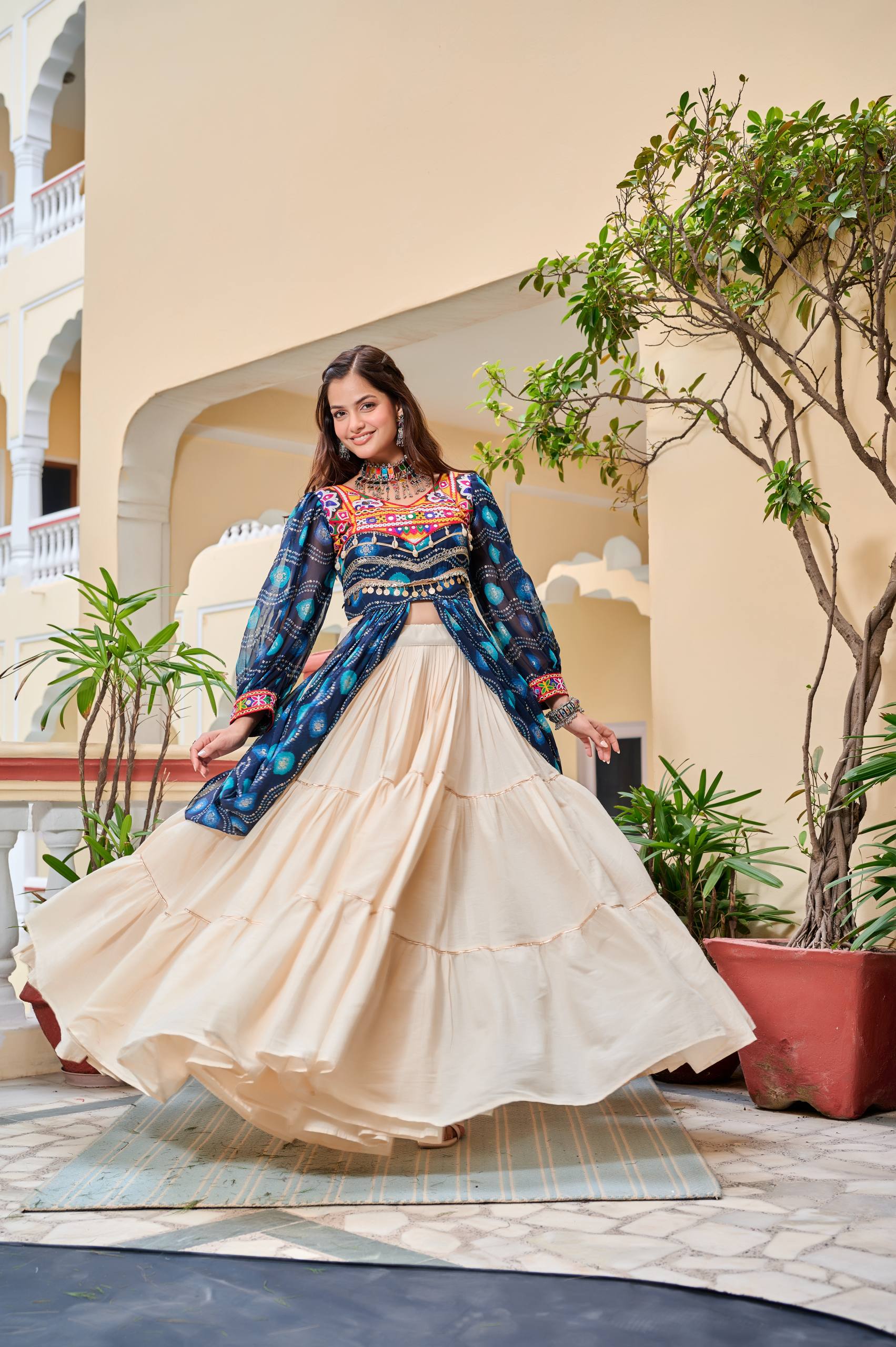 Pure Cotton Gamthi Work Lehenga Choli with Shrug | RoopRivaaj