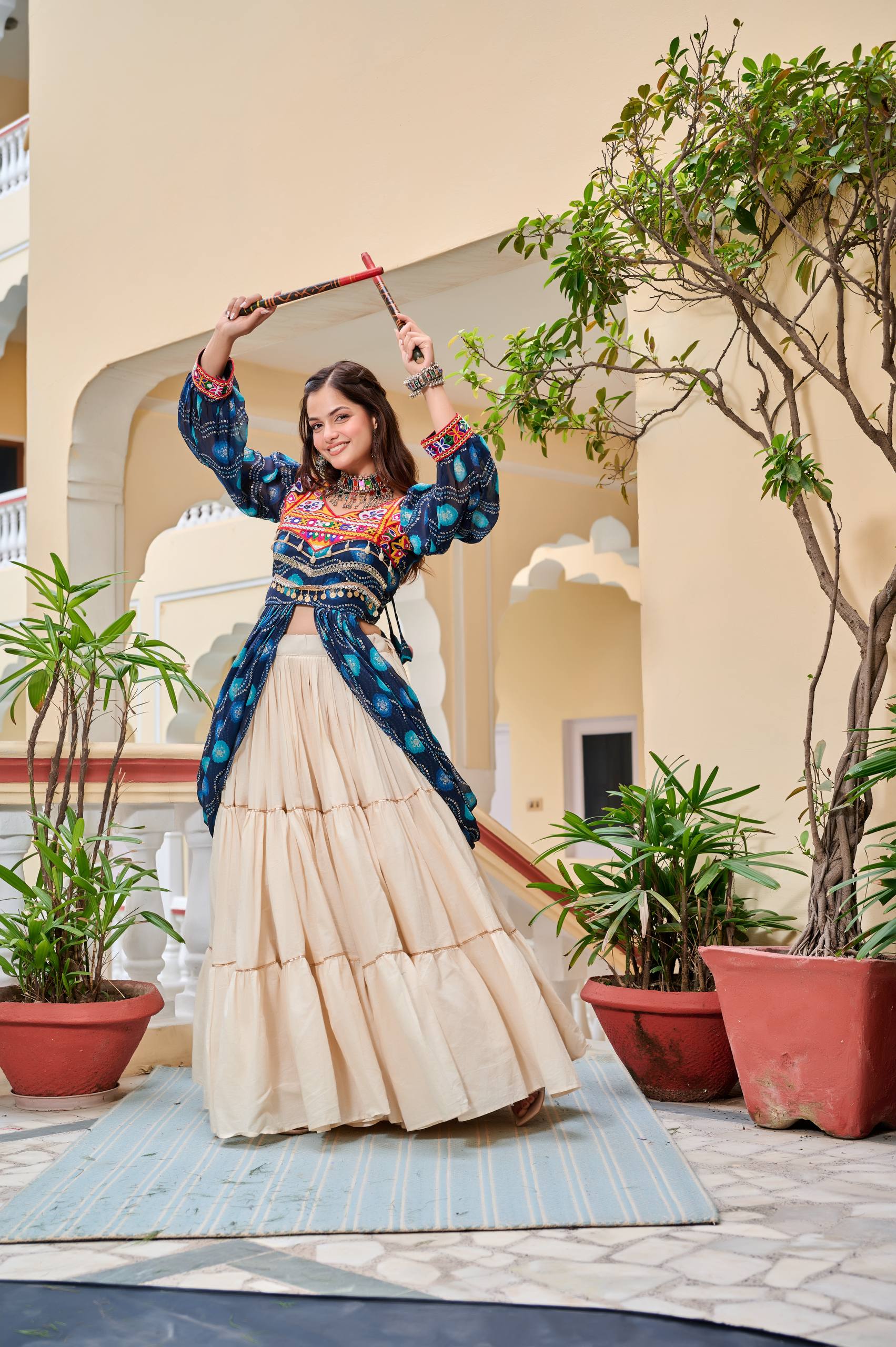 Pure Cotton Gamthi Work Lehenga Choli with Shrug | RoopRivaaj