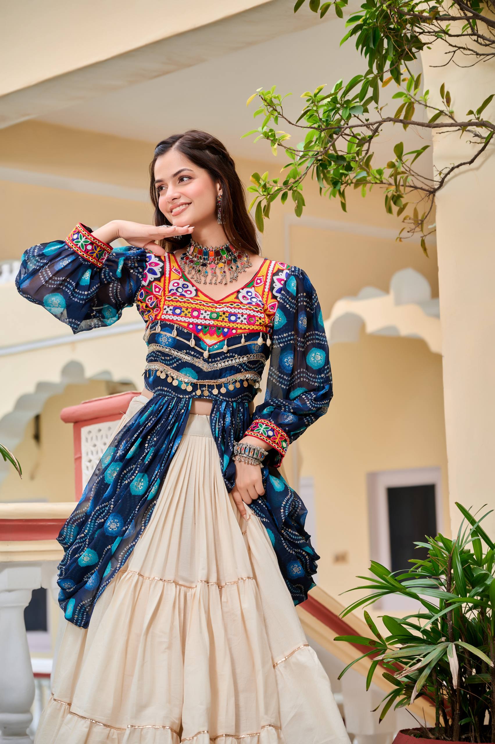 Pure Cotton Gamthi Work Lehenga Choli with Shrug | RoopRivaaj