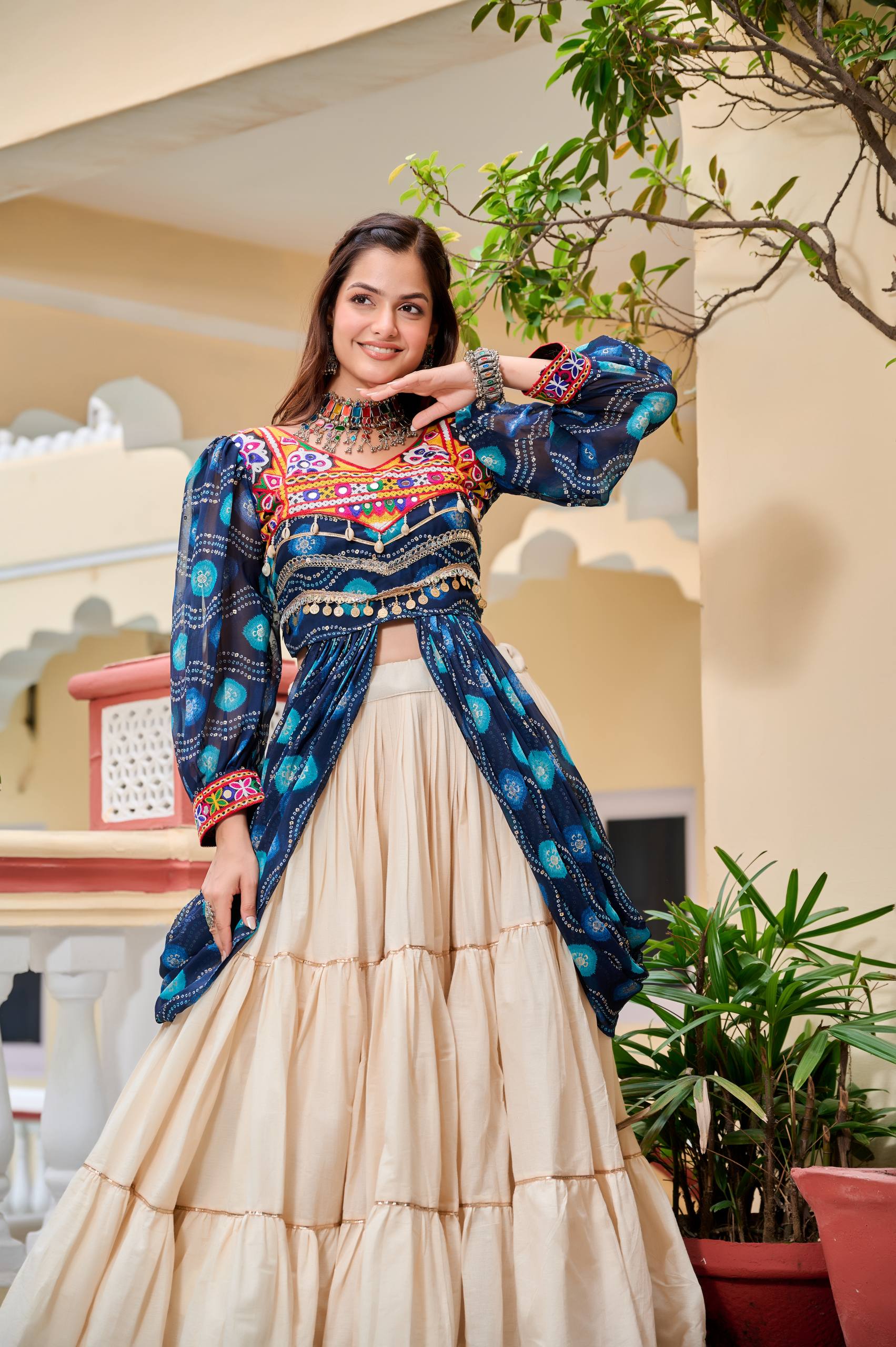 Pure Cotton Gamthi Work Lehenga Choli with Shrug | RoopRivaaj