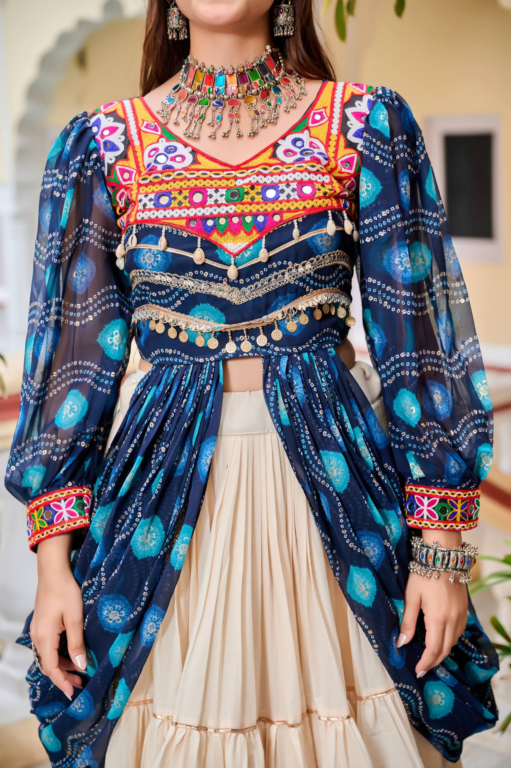 Pure Cotton Gamthi Work Lehenga Choli with Shrug | RoopRivaaj