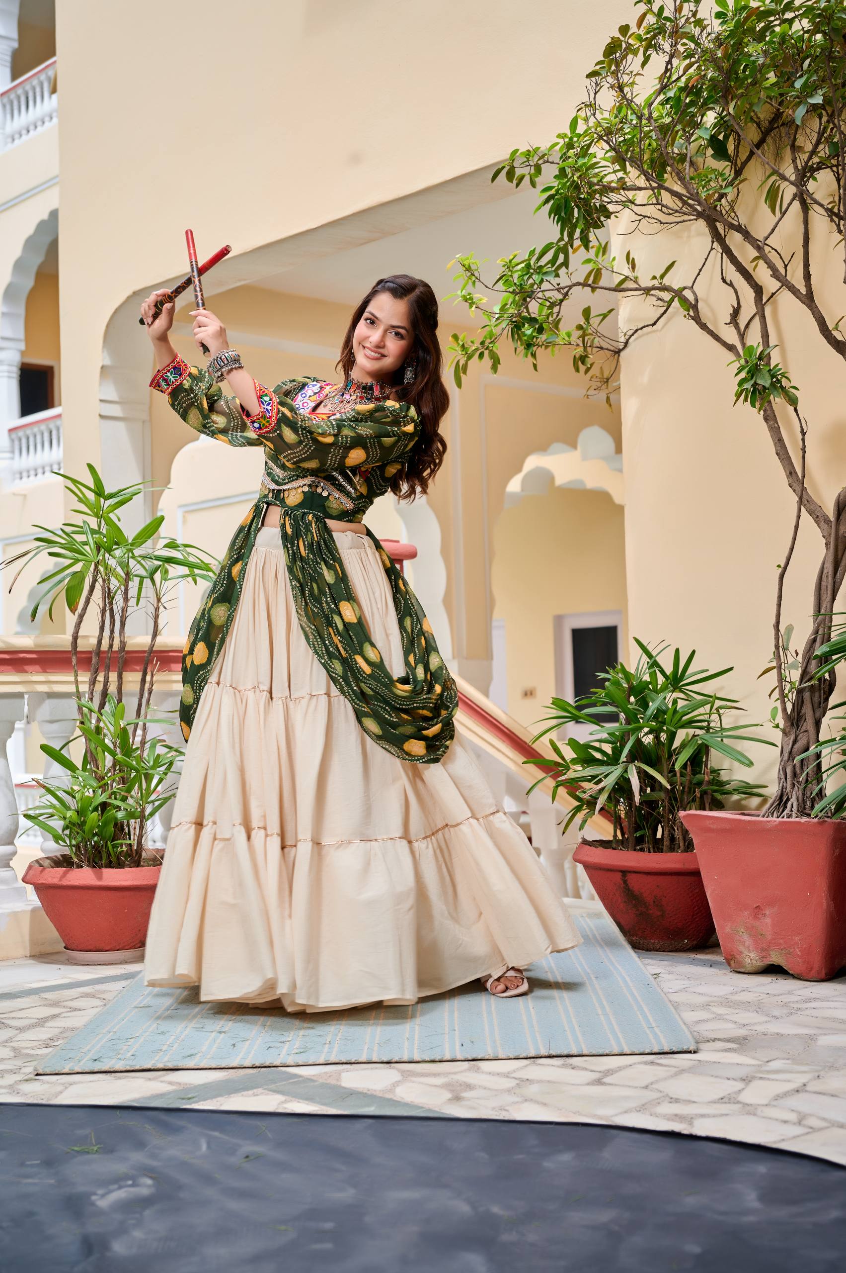 Pure Cotton Gamthi Work Lehenga Choli with Shrug | RoopRivaaj