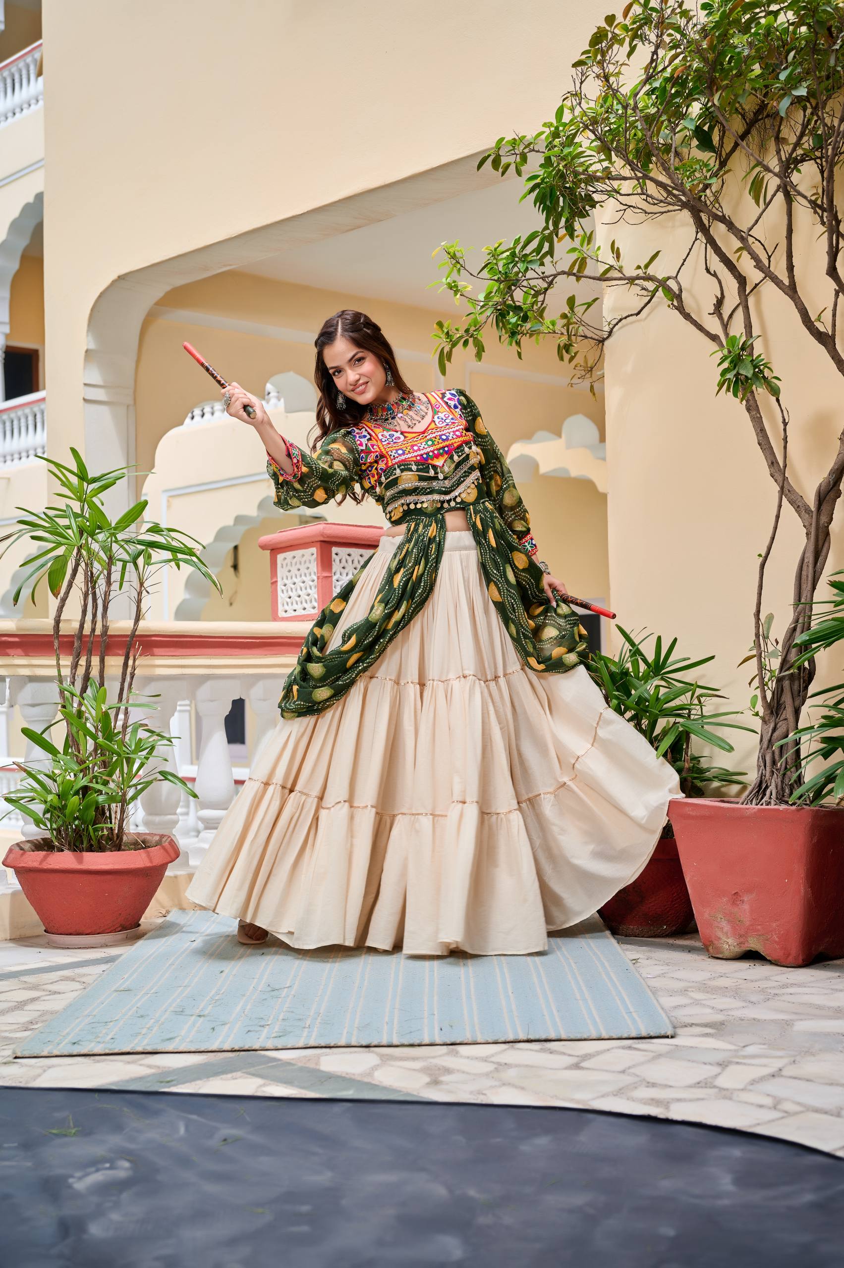 Pure Cotton Gamthi Work Lehenga Choli with Shrug | RoopRivaaj