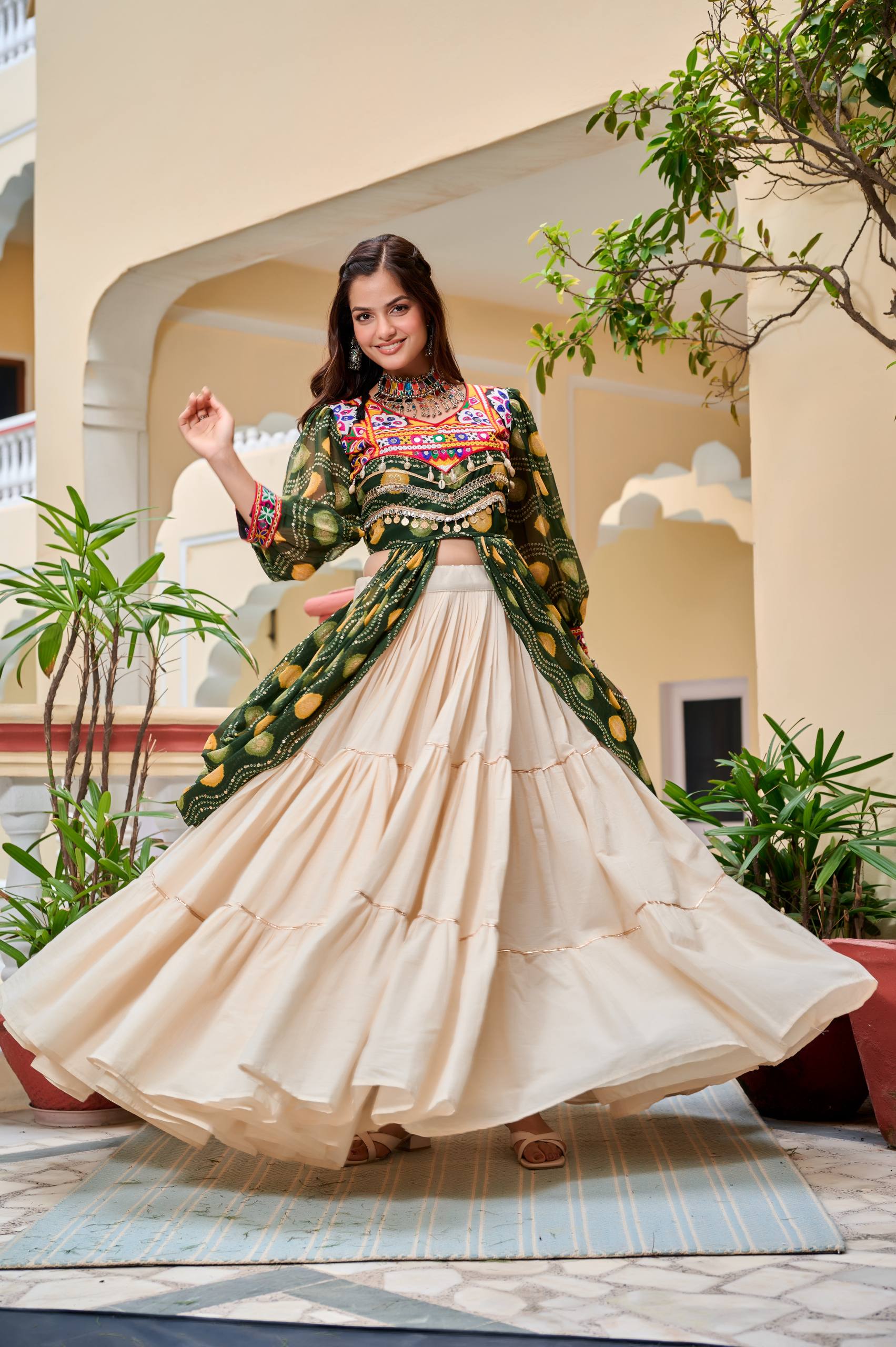 Pure Cotton Gamthi Work Lehenga Choli with Shrug | RoopRivaaj