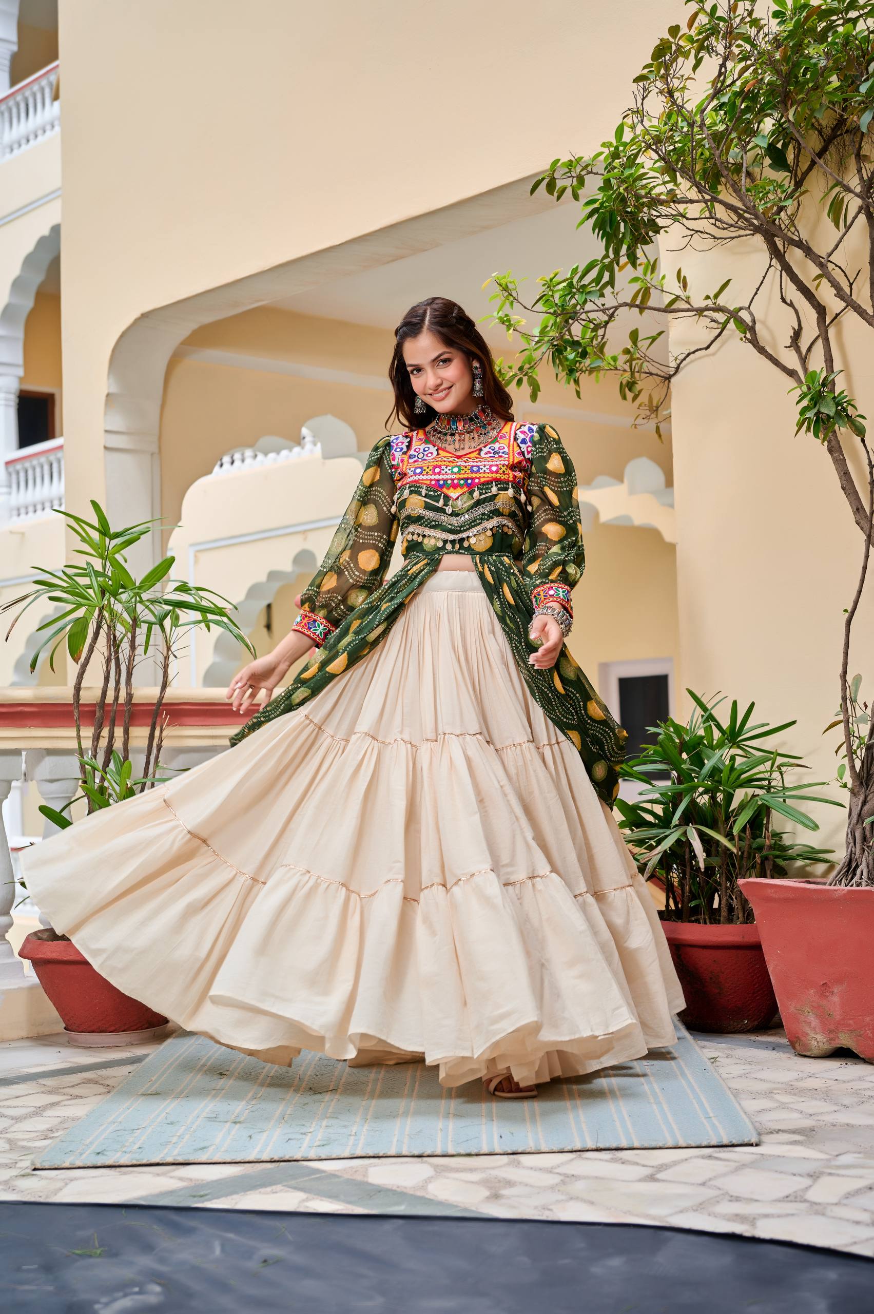 Pure Cotton Gamthi Work Lehenga Choli with Shrug | RoopRivaaj