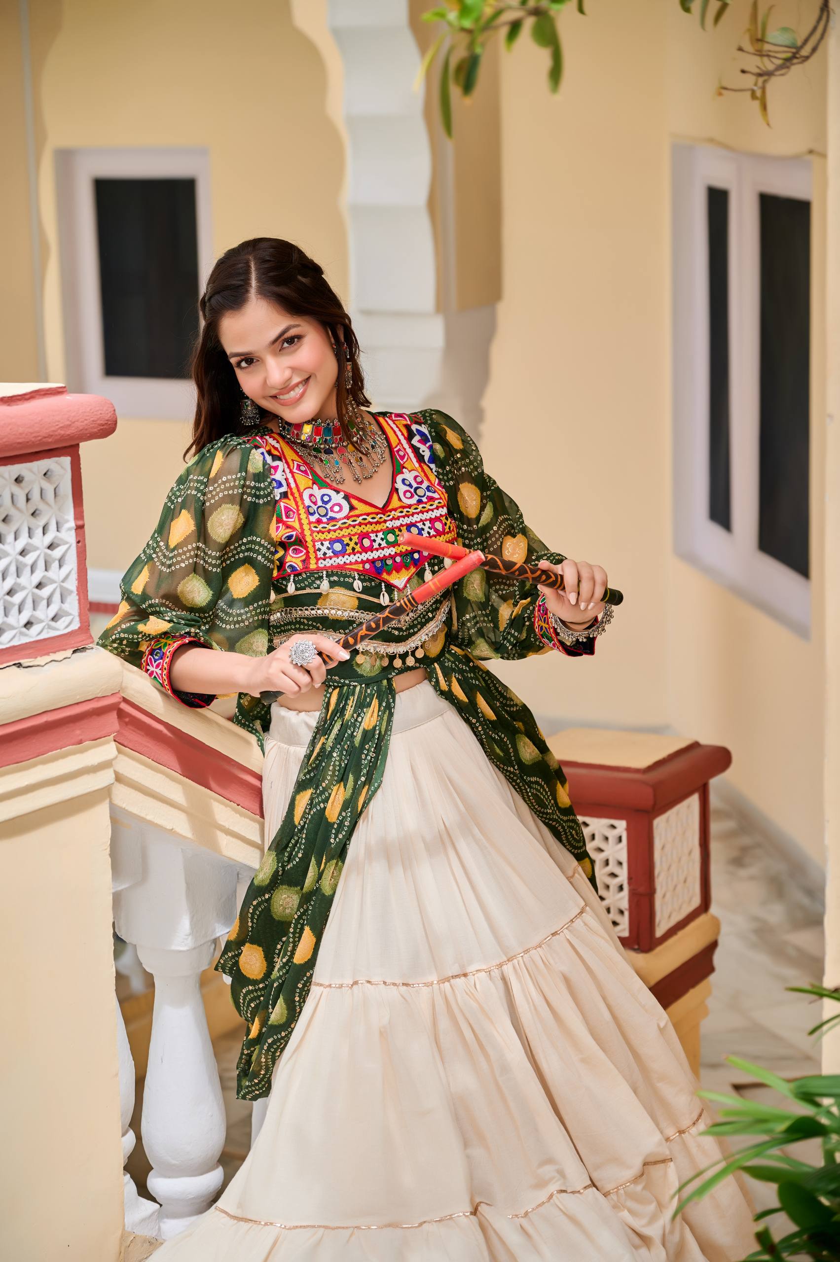 Pure Cotton Gamthi Work Lehenga Choli with Shrug | RoopRivaaj