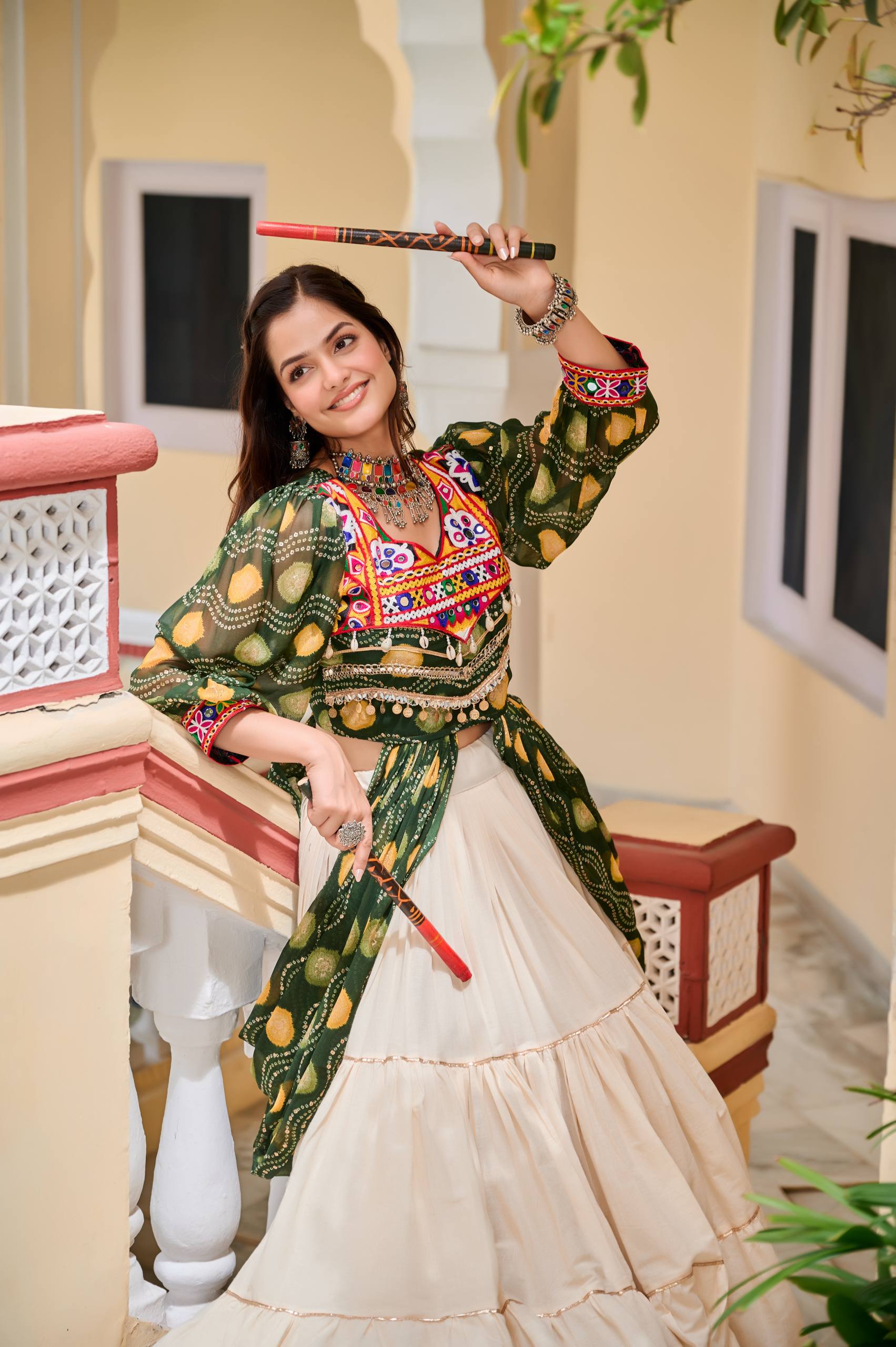 Pure Cotton Gamthi Work Lehenga Choli with Shrug | RoopRivaaj