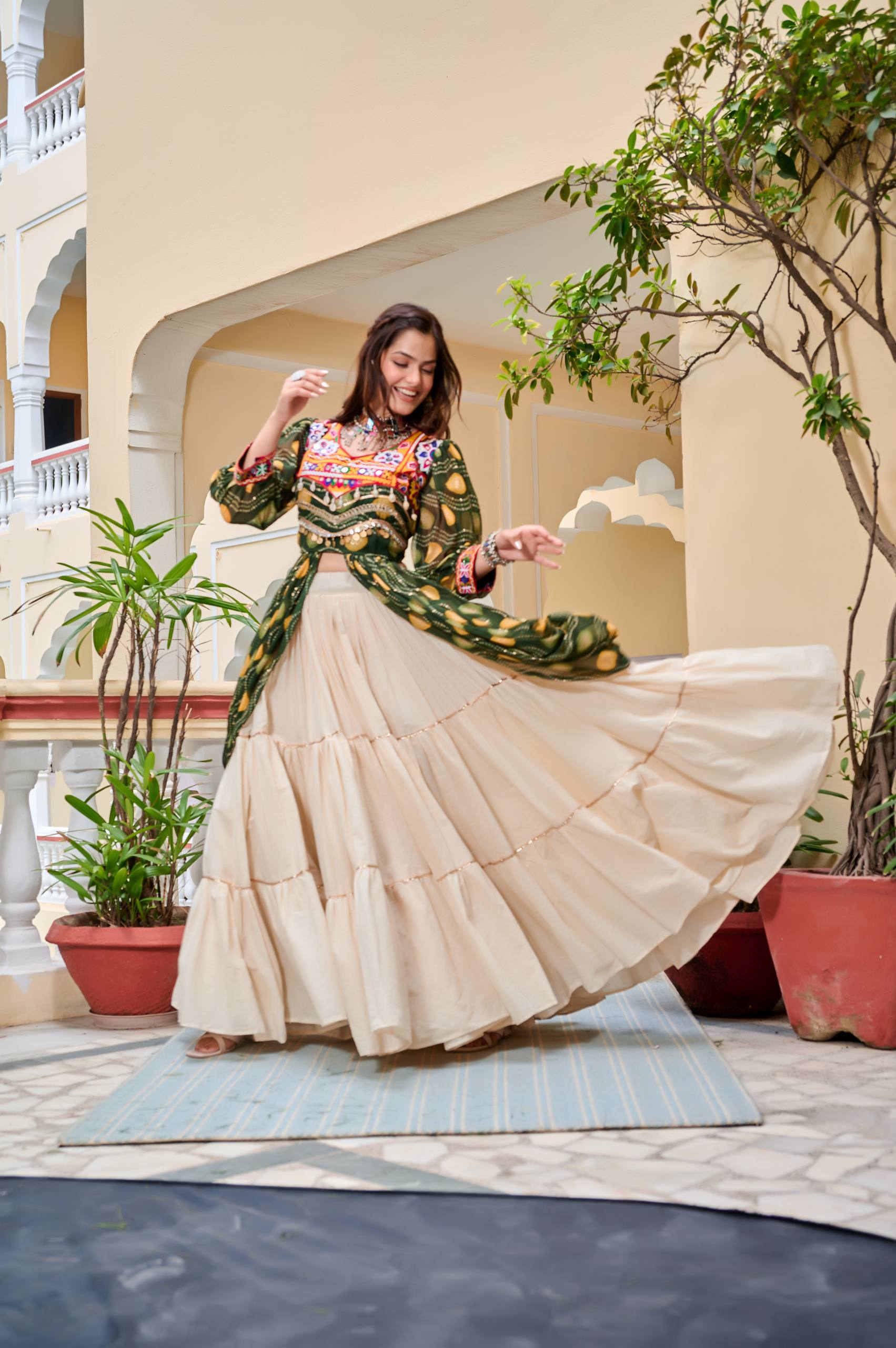 Pure Cotton Gamthi Work Lehenga Choli with Shrug | RoopRivaaj