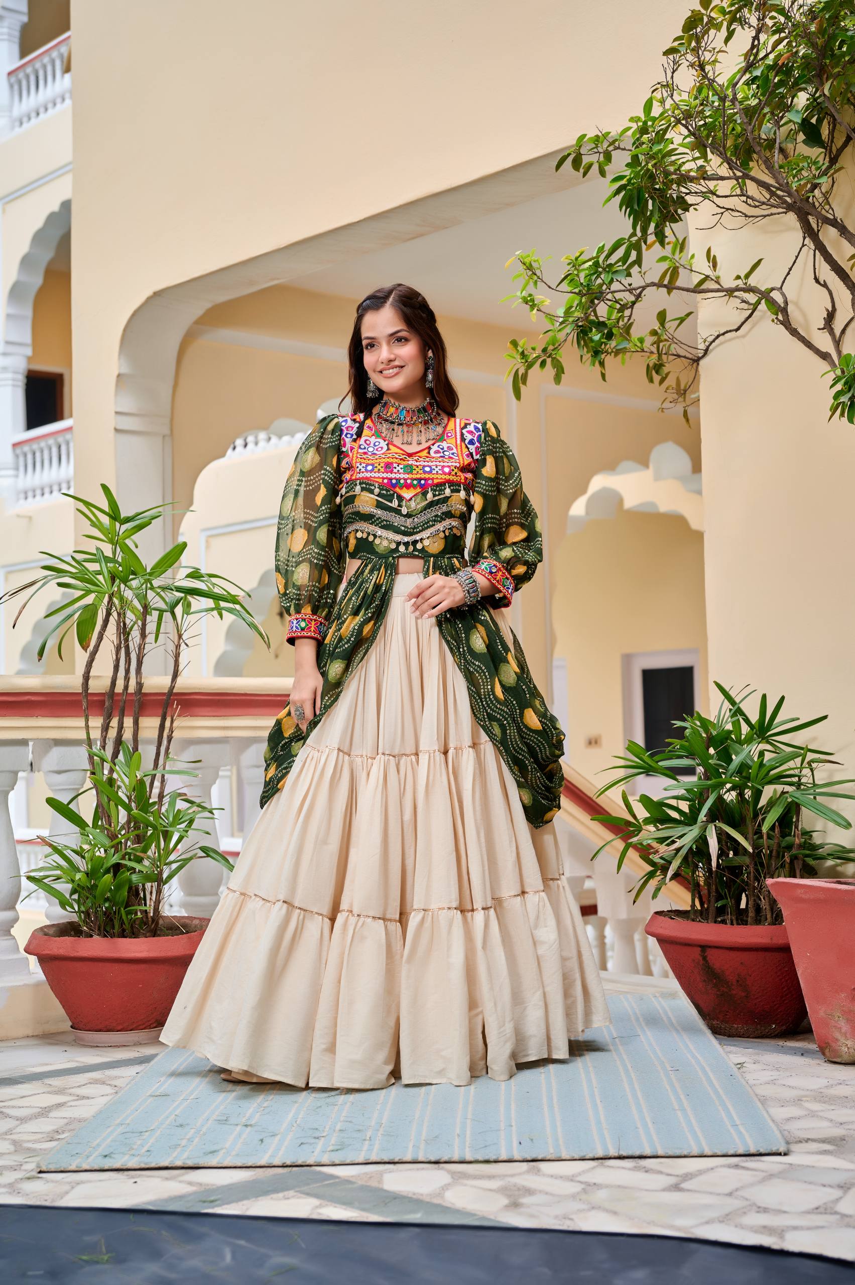 Pure Cotton Gamthi Work Lehenga Choli with Shrug | RoopRivaaj