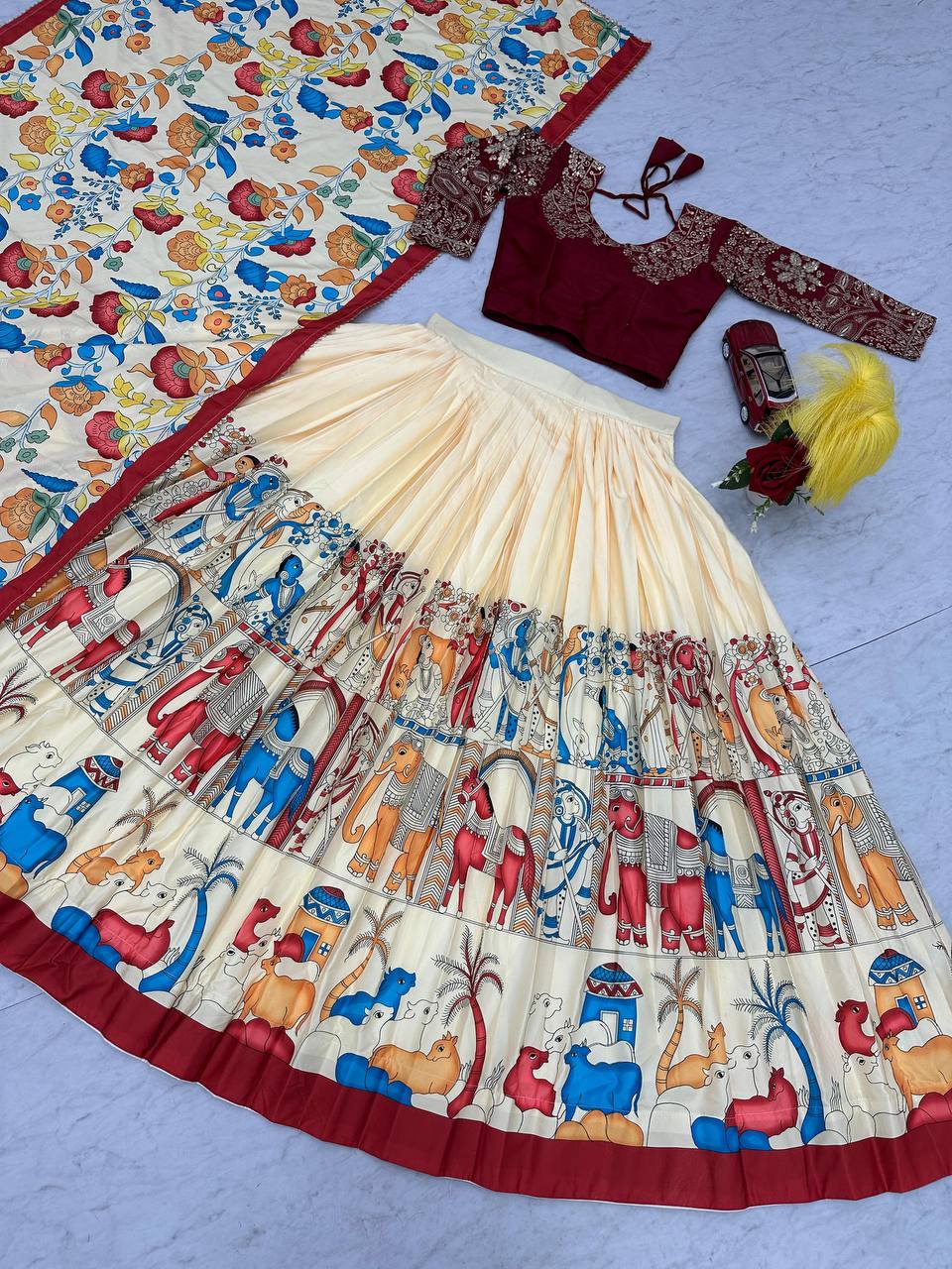 Timeless Kalamkari Print Lehenga Choli Set | RoopRivaaj