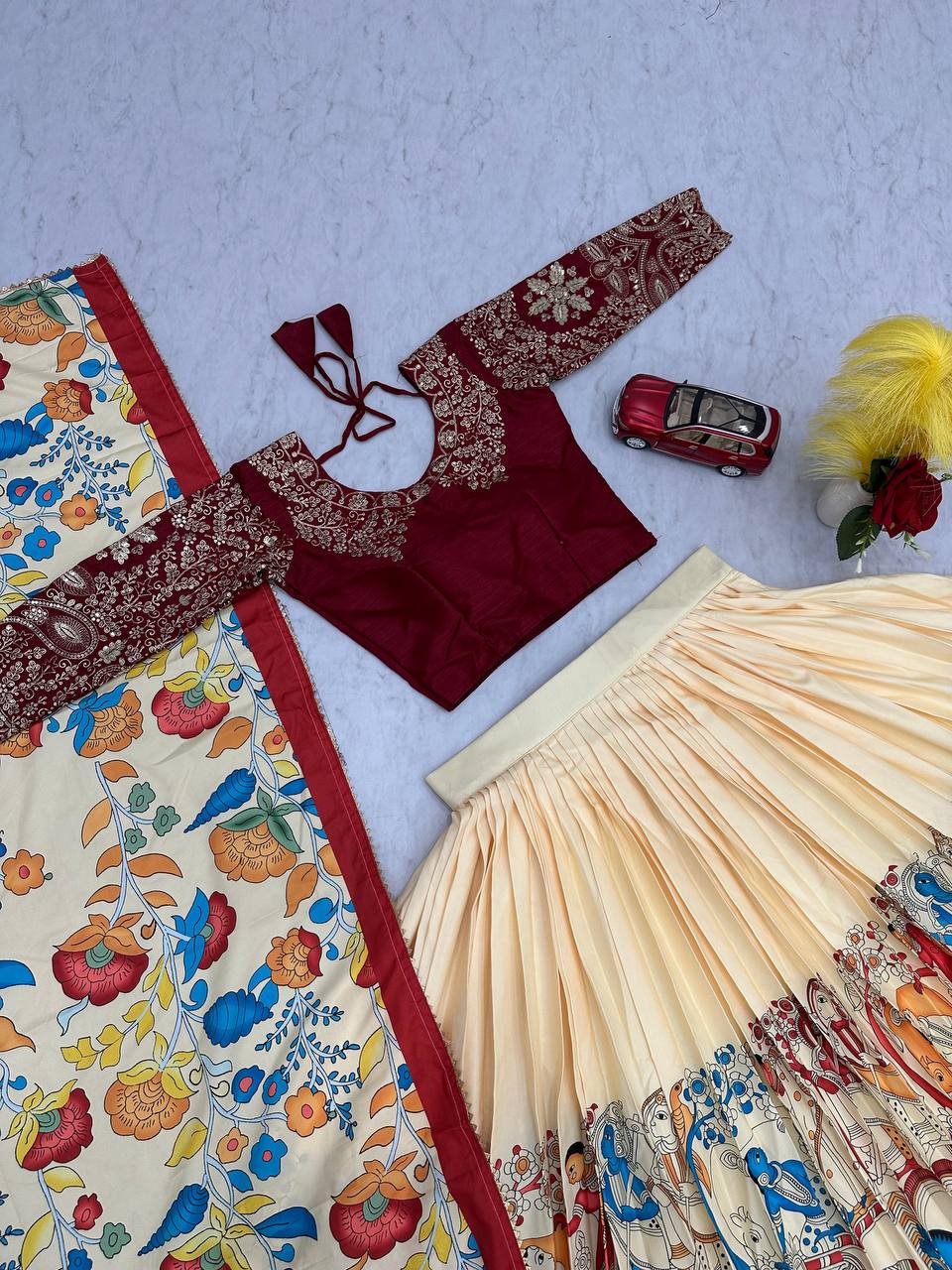 Timeless Kalamkari Print Lehenga Choli Set | RoopRivaaj