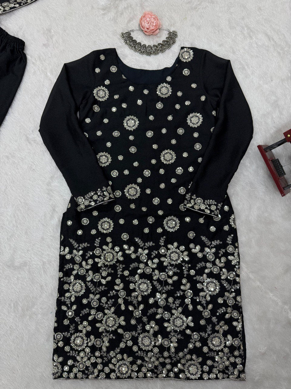 Star Georgette Sharara Set with Dual Side Embroidery | RoopRivaaj