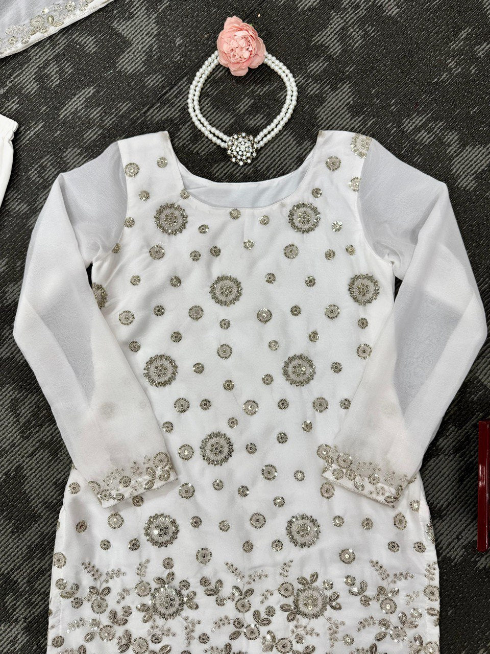 Star Georgette Sharara Set with Dual Side Embroidery | RoopRivaaj