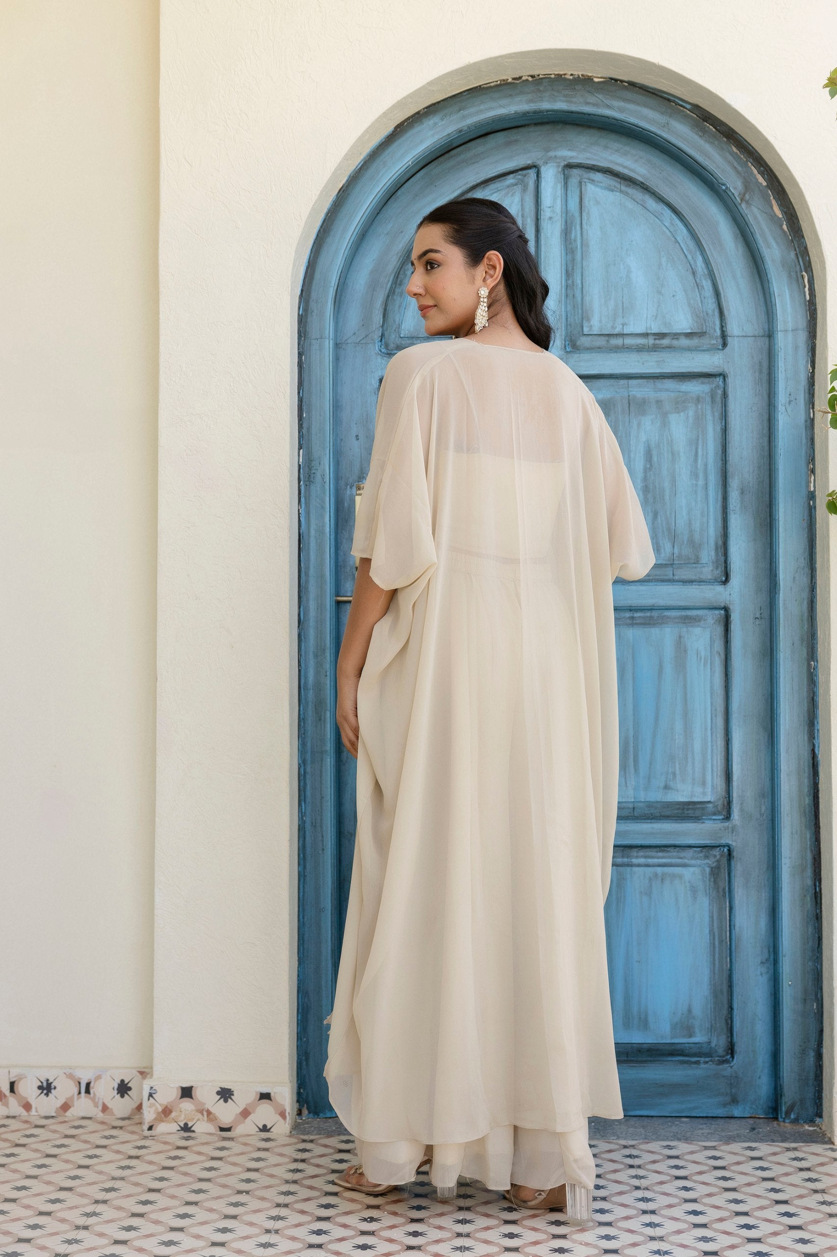 Georgette Gotta Patti Palazzo Set with Shrug | RoopRivaaj