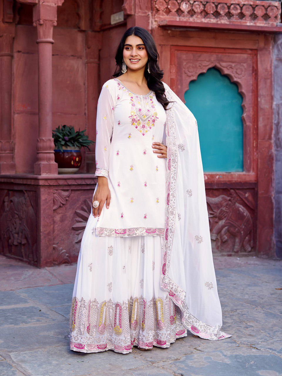 Georgette Sharara Set with Dupatta | RoopRivaaj