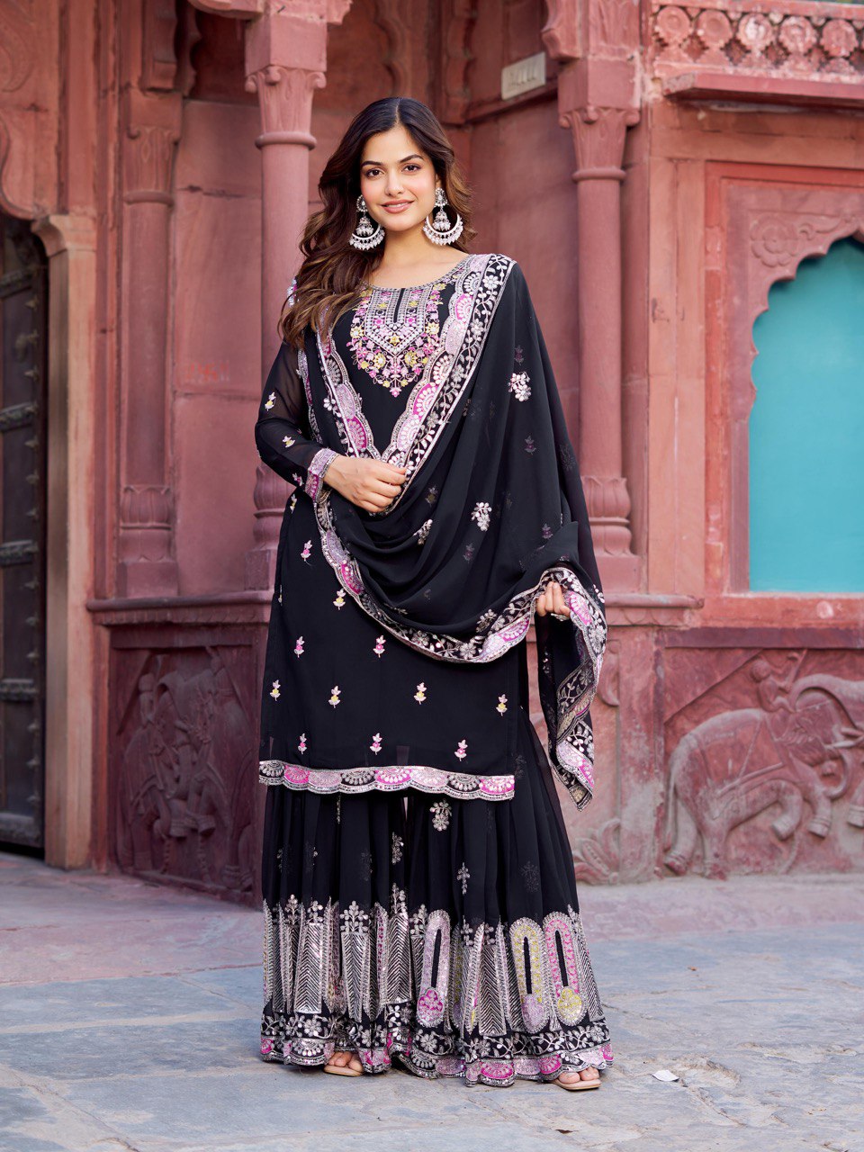 Georgette Sharara Set with Dupatta | RoopRivaaj