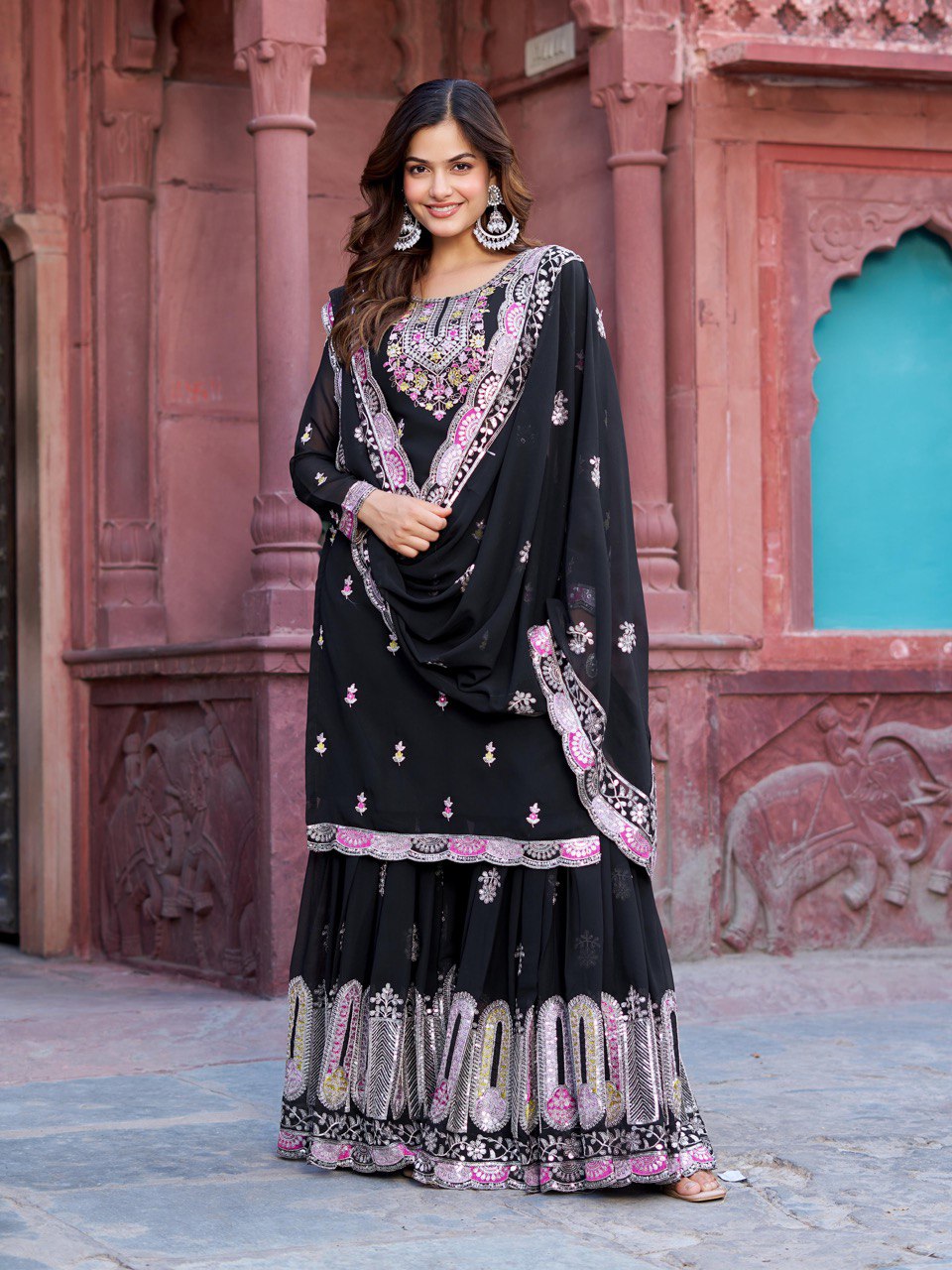 Georgette Sharara Set with Dupatta | RoopRivaaj
