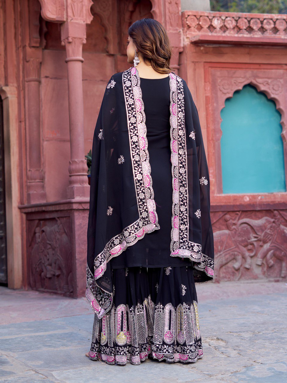 Georgette Sharara Set with Dupatta | RoopRivaaj
