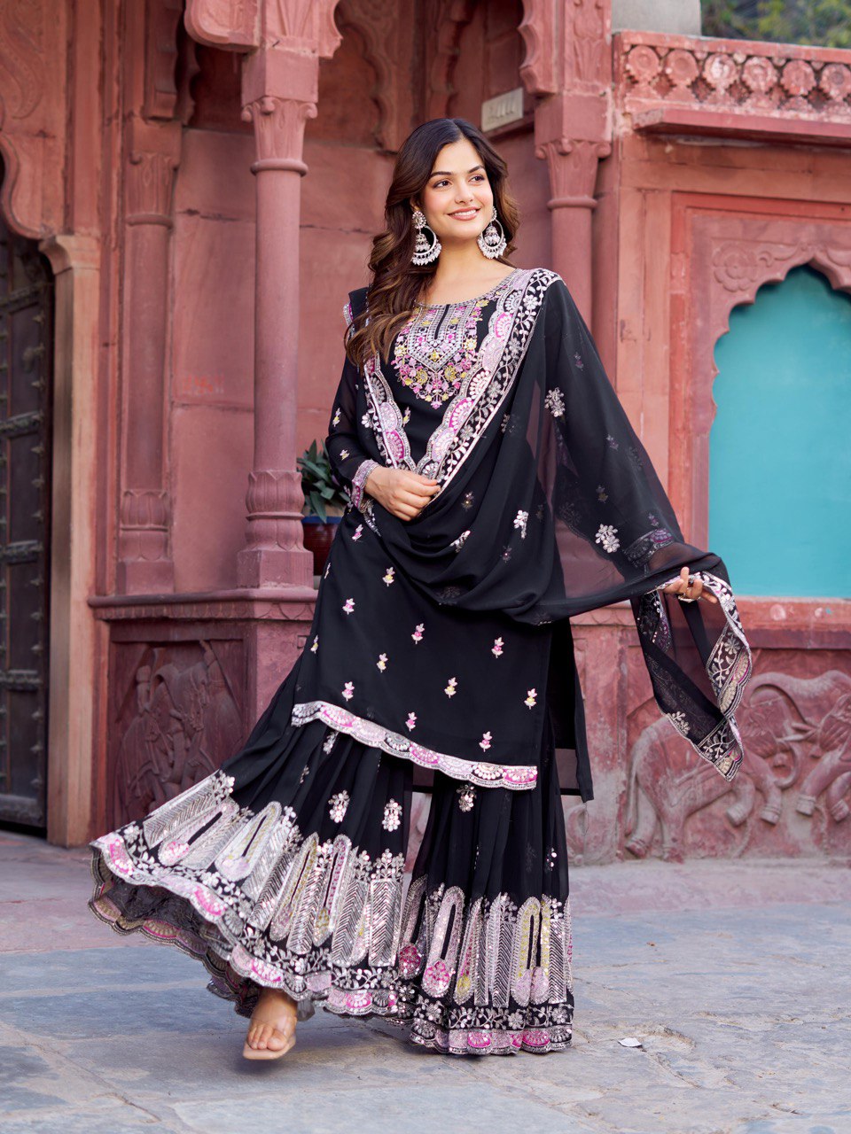Georgette Sharara Set with Dupatta | RoopRivaaj