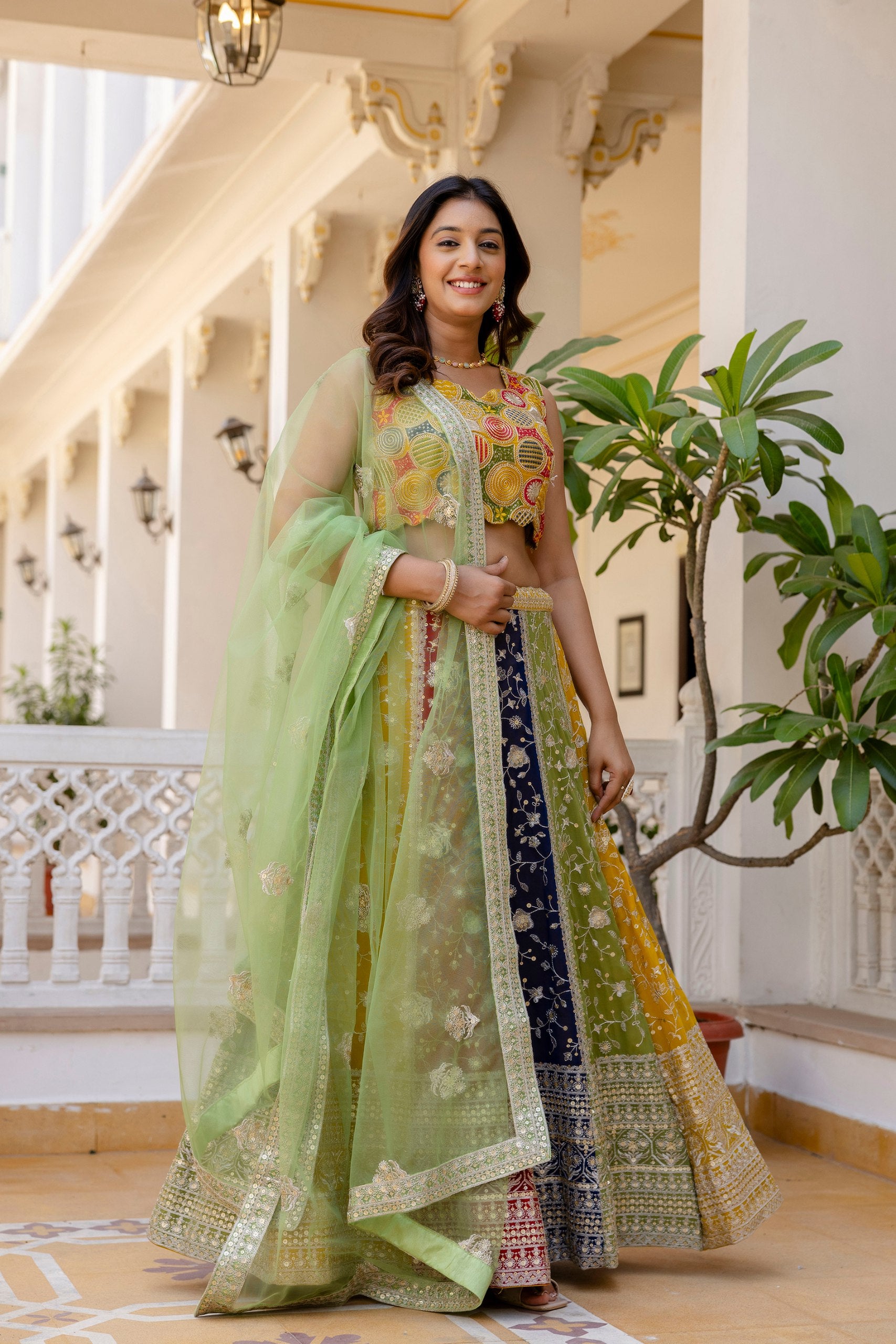 Faux Georgette Sequin Embroidered Lehenga Set | RoopRivaaj