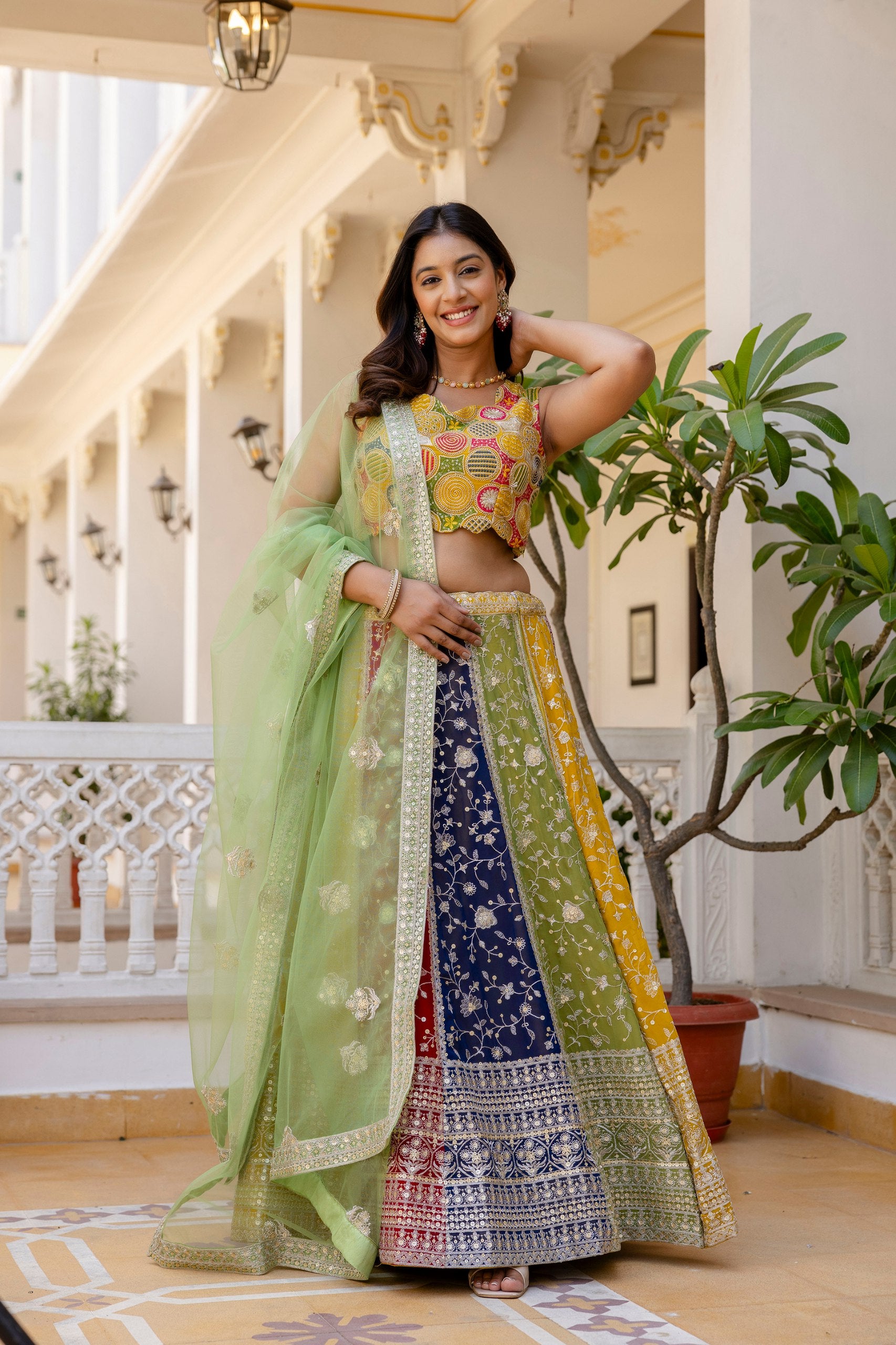 Faux Georgette Sequin Embroidered Lehenga Set | RoopRivaaj