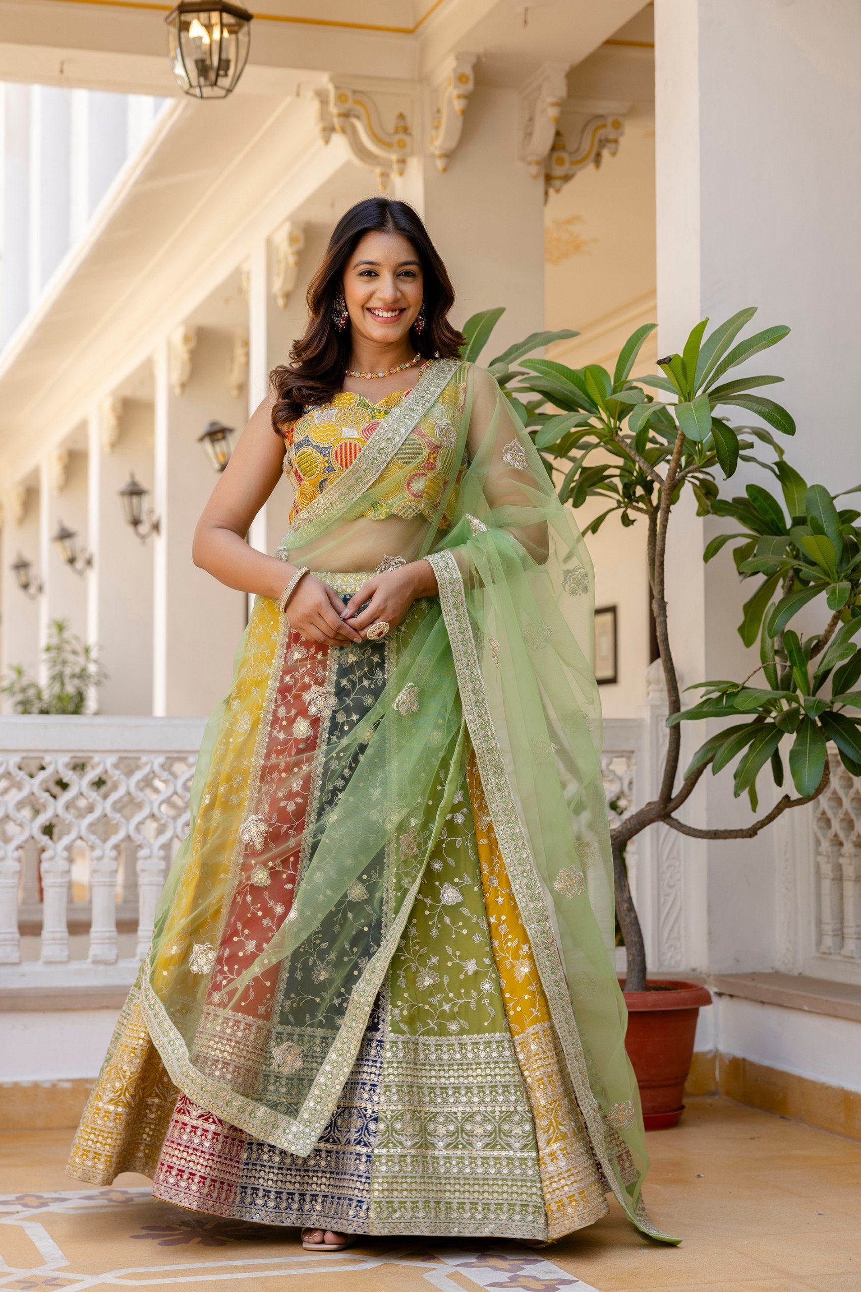 Faux Georgette Sequin Embroidered Lehenga Set | RoopRivaaj
