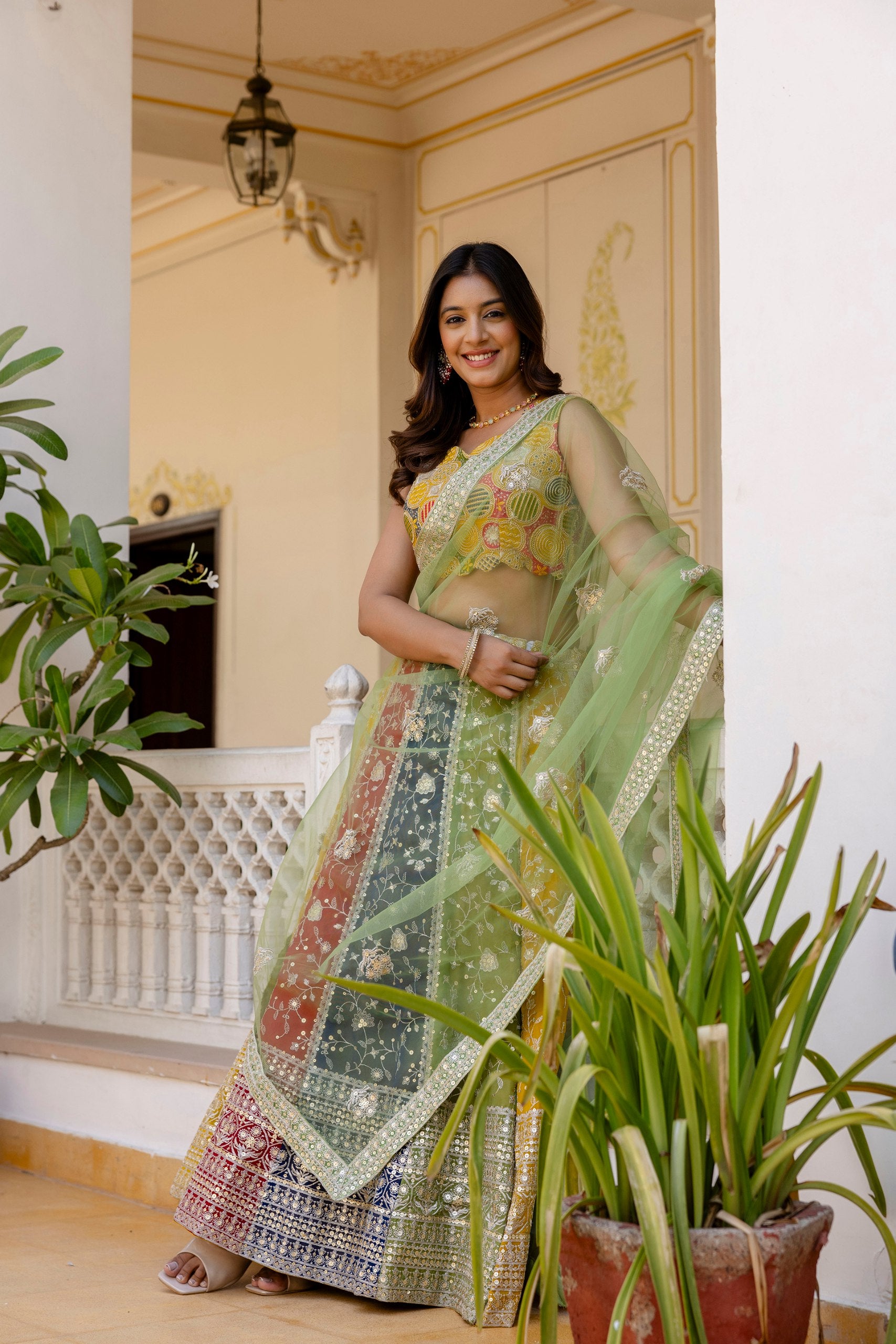 Faux Georgette Sequin Embroidered Lehenga Set | RoopRivaaj