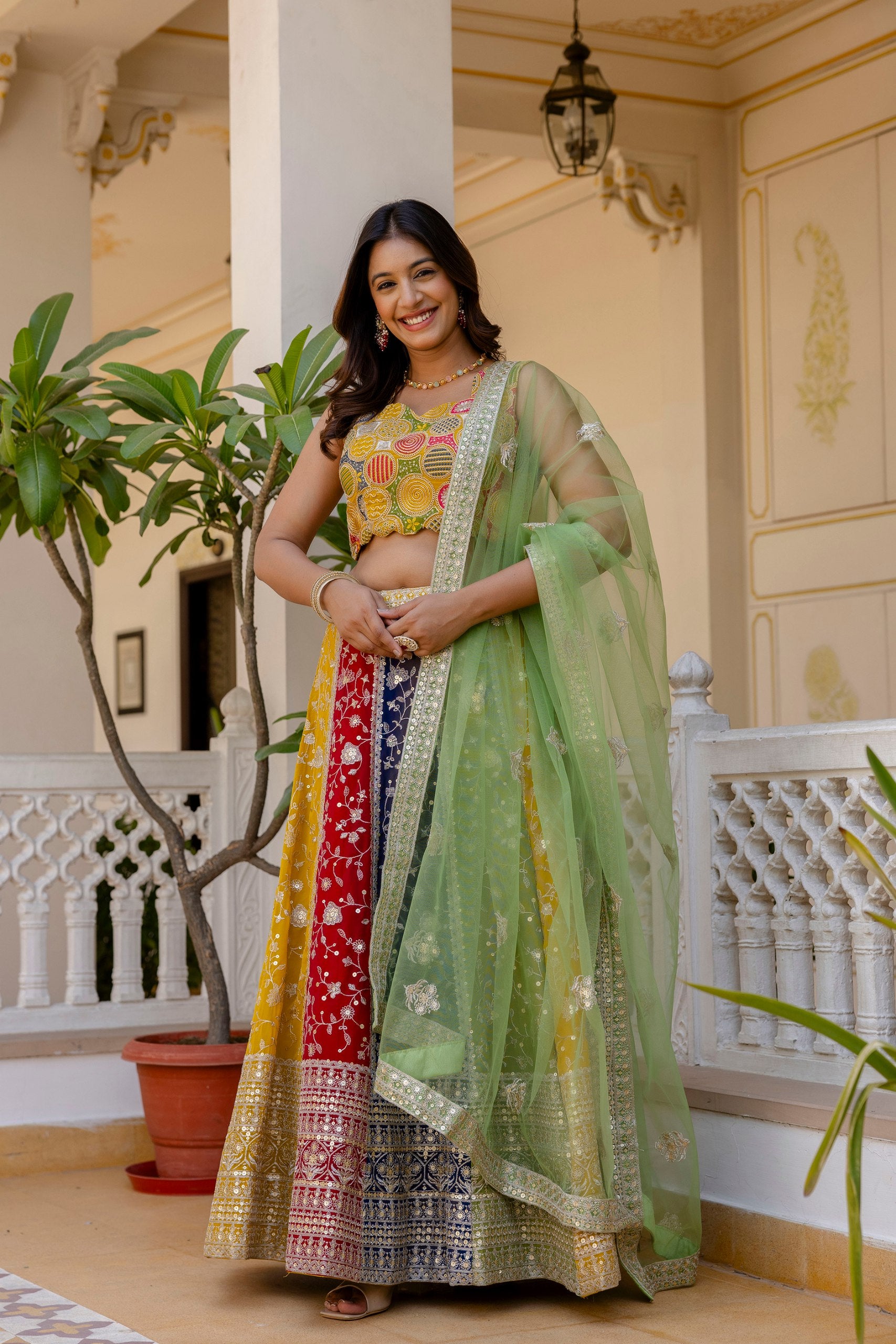 Faux Georgette Sequin Embroidered Lehenga Set | RoopRivaaj