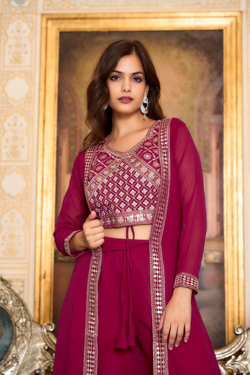 Shrug and Suit Set with Choli Featuring Heavy Embroidered Work | RoopRivaaj