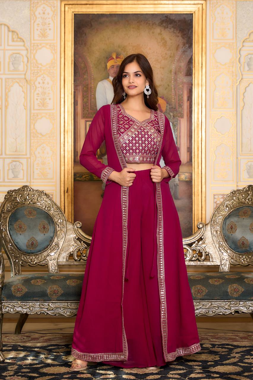 Shrug and Suit Set with Choli Featuring Heavy Embroidered Work | RoopRivaaj