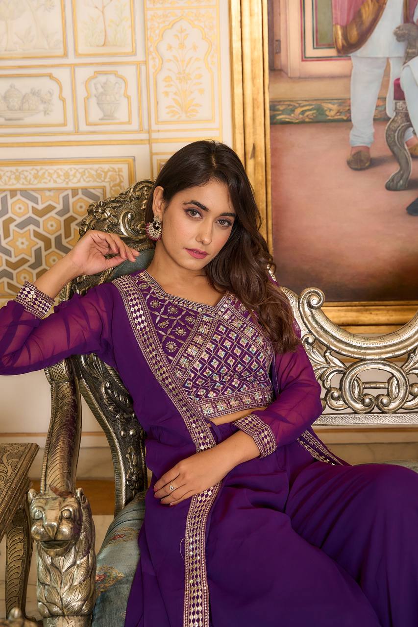 Shrug and Suit Set with Choli Featuring Heavy Embroidered Work | RoopRivaaj