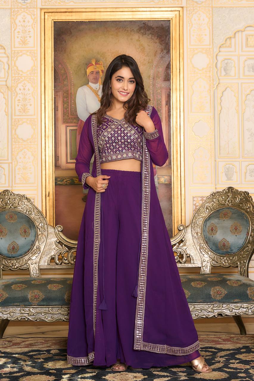 Shrug and Suit Set with Choli Featuring Heavy Embroidered Work | RoopRivaaj