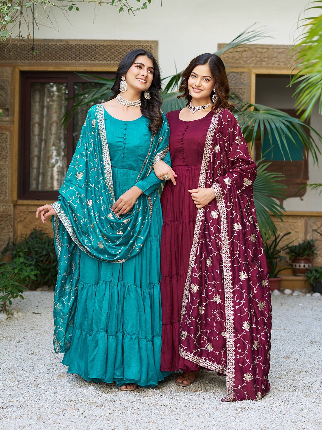 Vichitra Silk Long Gown with Heavy Dupatta | RoopRivaaj