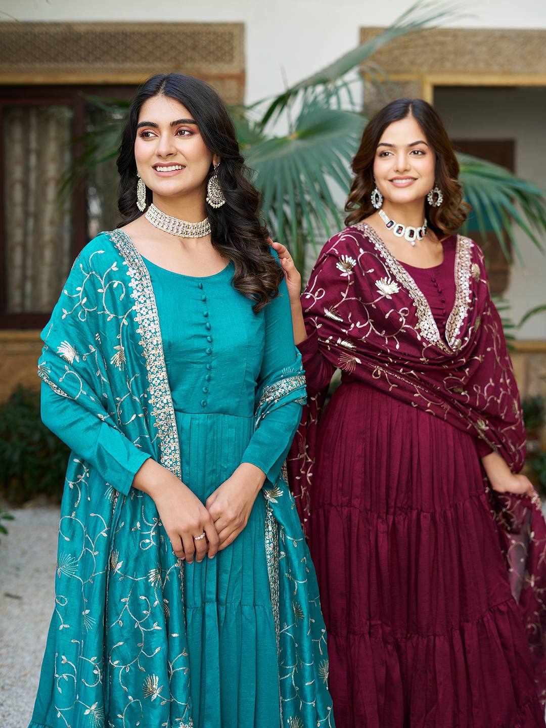 Vichitra Silk Long Gown with Heavy Dupatta | RoopRivaaj